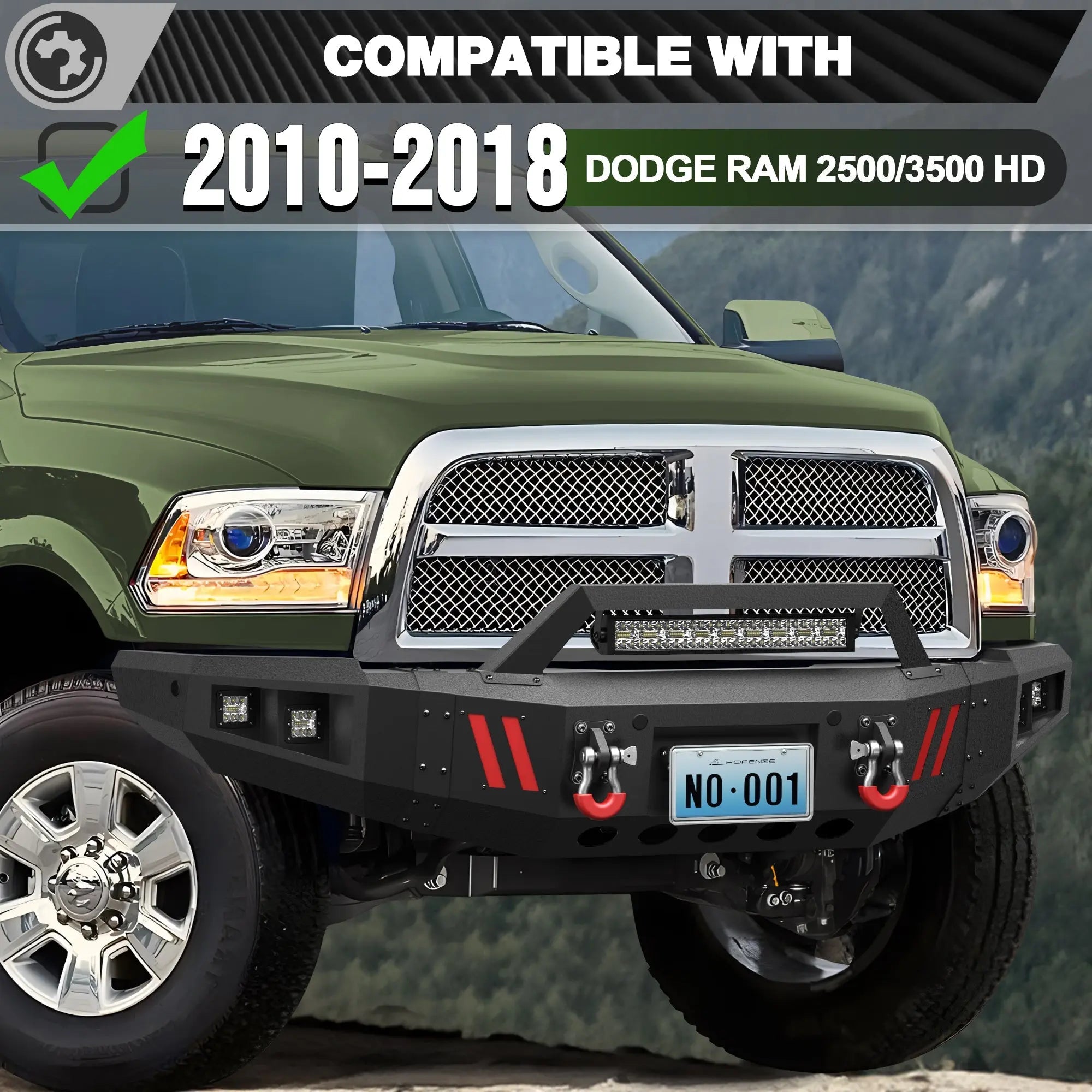 Front Bumper Compatible with 2010-2018 Dodge Ram 2500 3500 - nadiaauto
