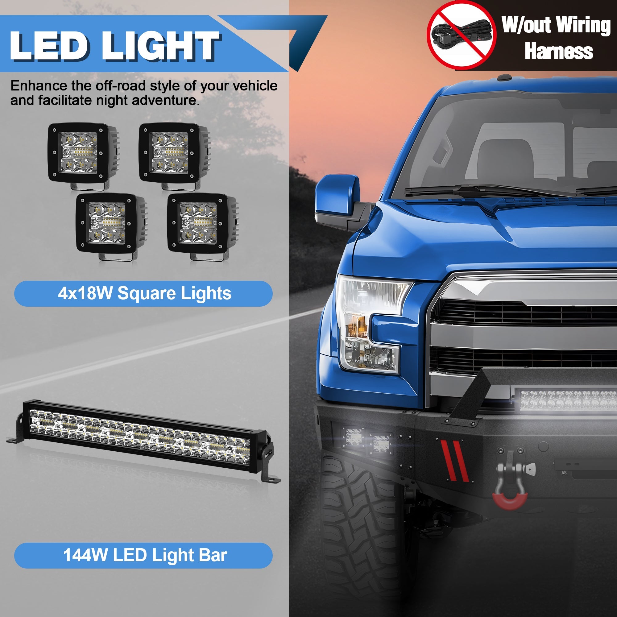 Heavy-Duty Off-Road Front Bumper for Ford F150 2015 2016 2017 with Winch Plate and Bright LED Light - nadiaauto