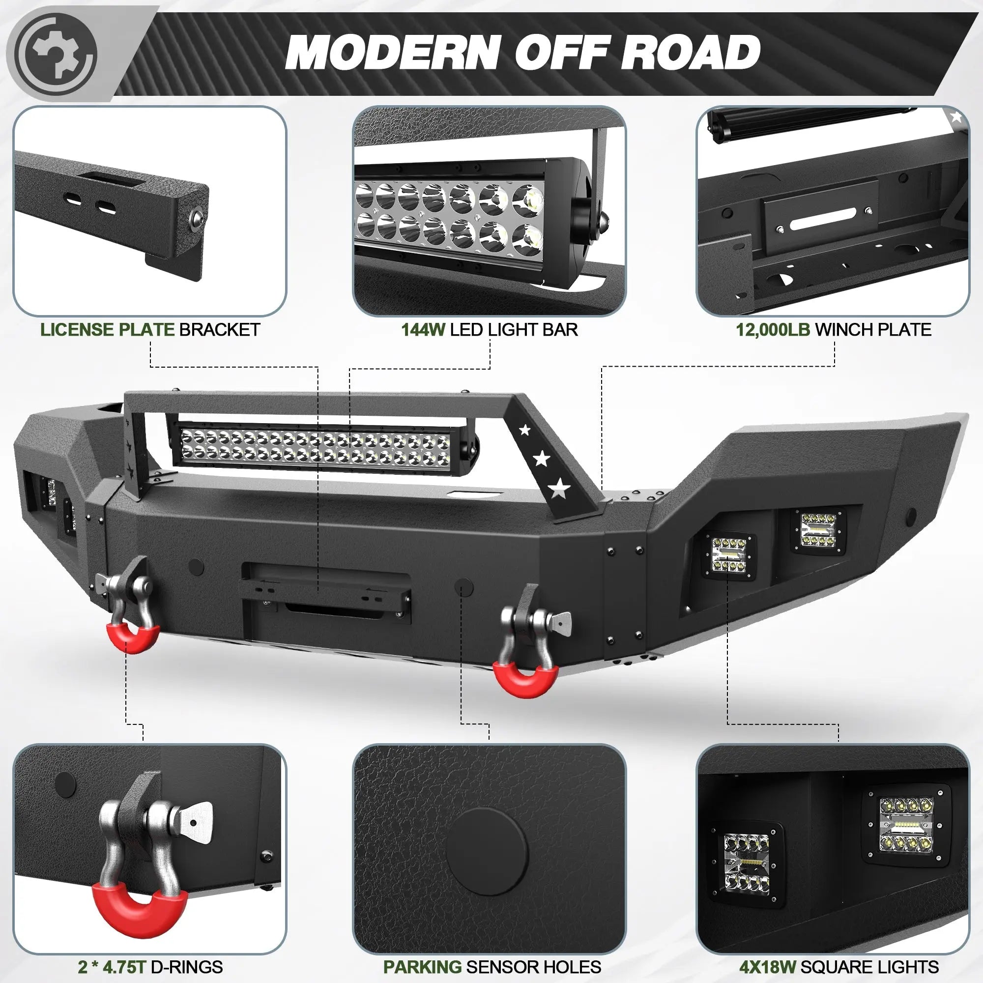 Front Bumper Compatible with GMC Sierra 2500/3500 HD 2015 2016 2017 2018 2019 with Winch Plate - nadiaauto