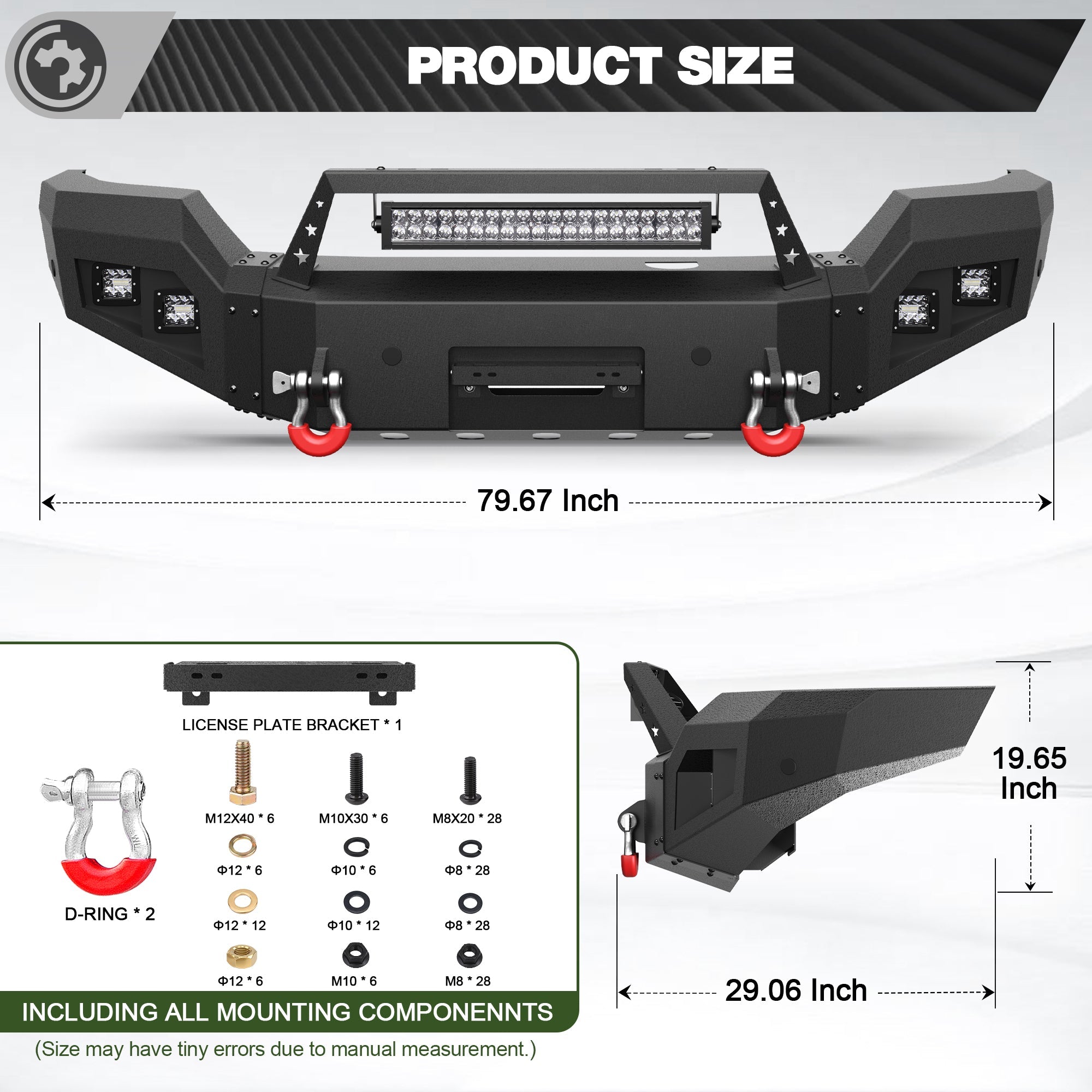 Front Bumper Compatible with GMC Sierra 2500/3500 HD 2015 2016 2017 2018 2019 with Winch Plate - nadiaauto