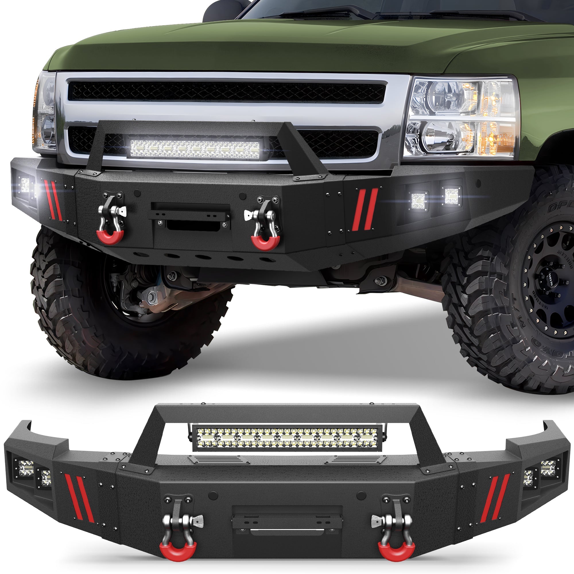Front Bumper for 2007 2008 2009 2010 2011 2012 2013 Chevy Silverado 1500 Pickup w/Winch Plate - nadiaauto