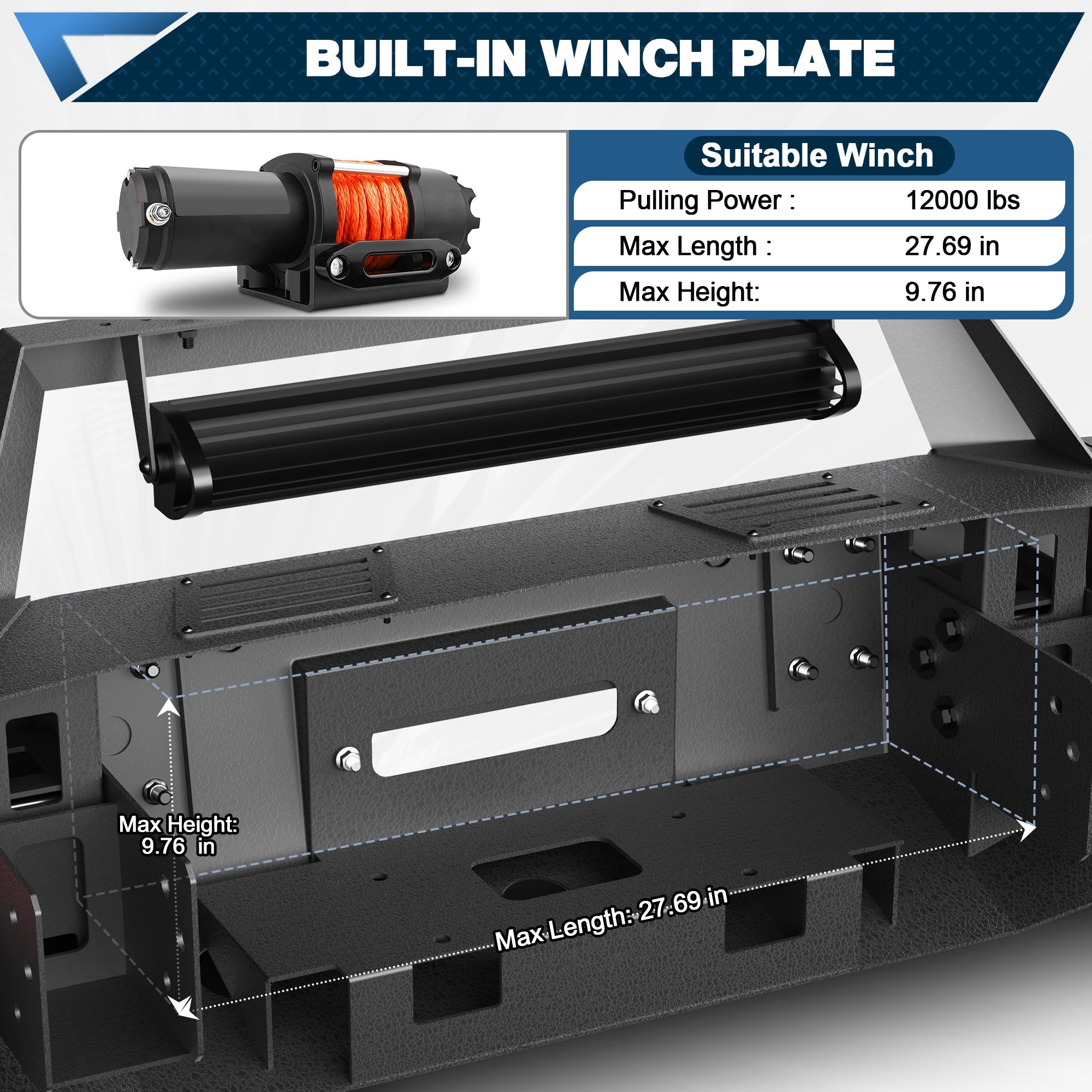 Front Bumper for 2007 2008 2009 2010 2011 2012 2013 Chevy Silverado 1500 Pickup w/Winch Plate - nadiaauto