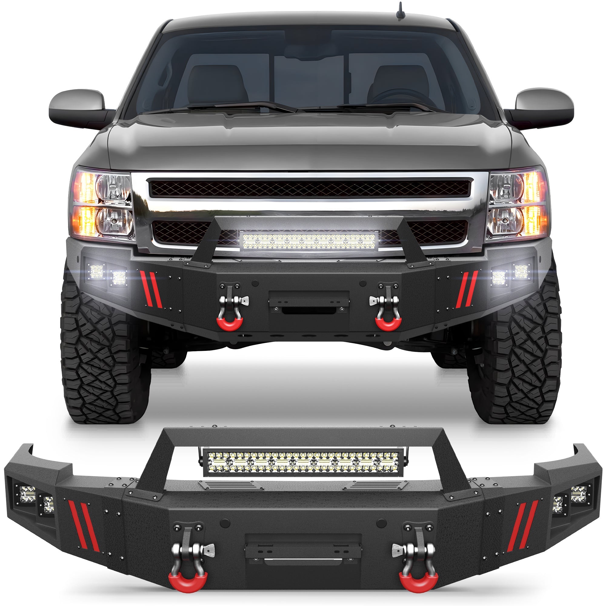 Front Bumper for 2007 2008 2009 2010 2011 2012 2013 Chevy Silverado 1500 Pickup w/Winch Plate - nadiaauto