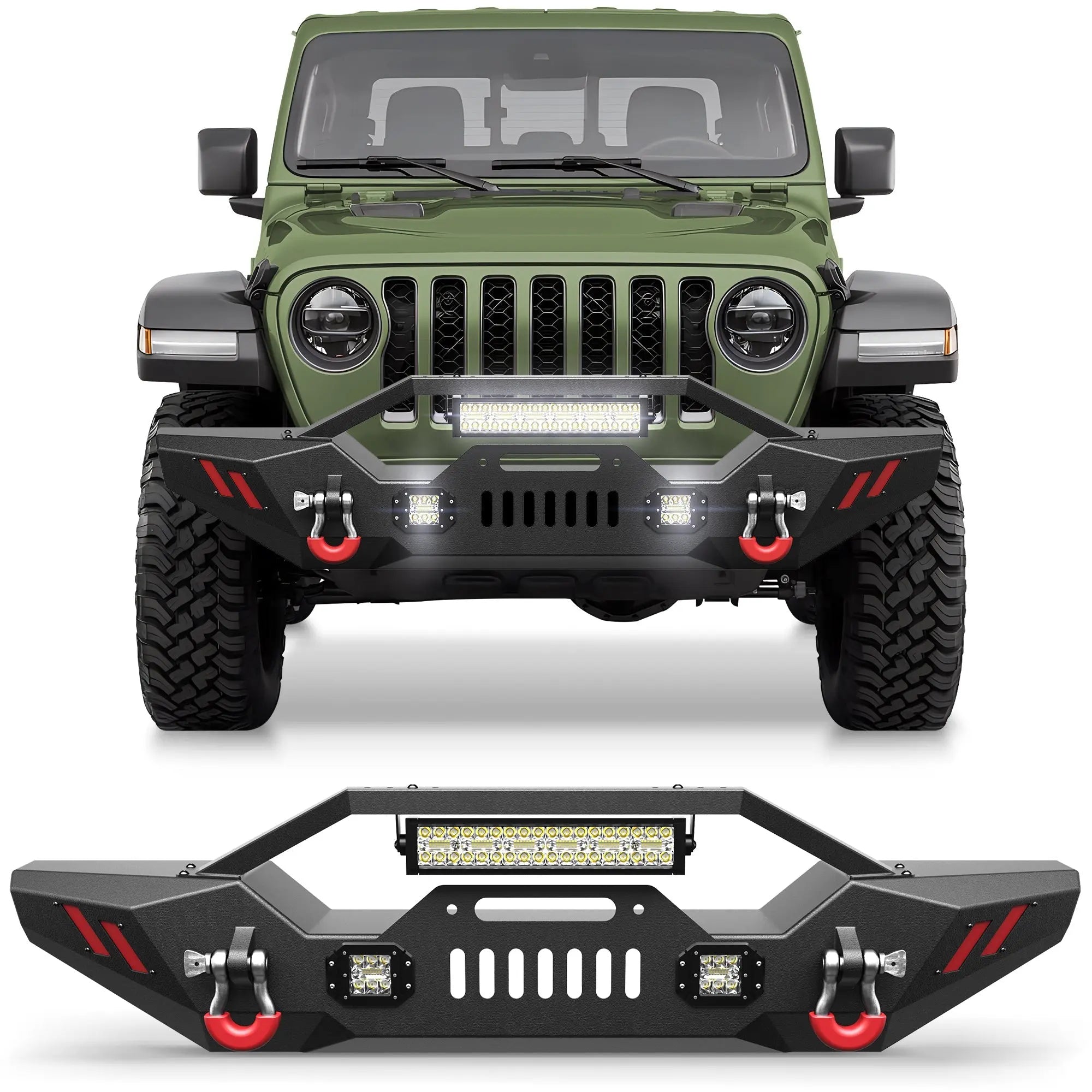 Front Bumper for 2007-2026 Jeep Wrangler JK JL JKU JLU & Gladiator JT - nadiaauto