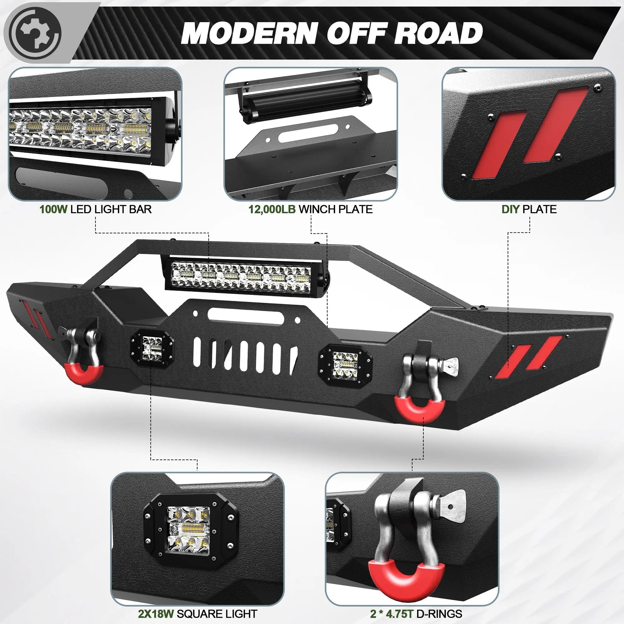 Front Bumper for 2007-2026 Jeep Wrangler JK JL JKU JLU & Gladiator JT - nadiaauto