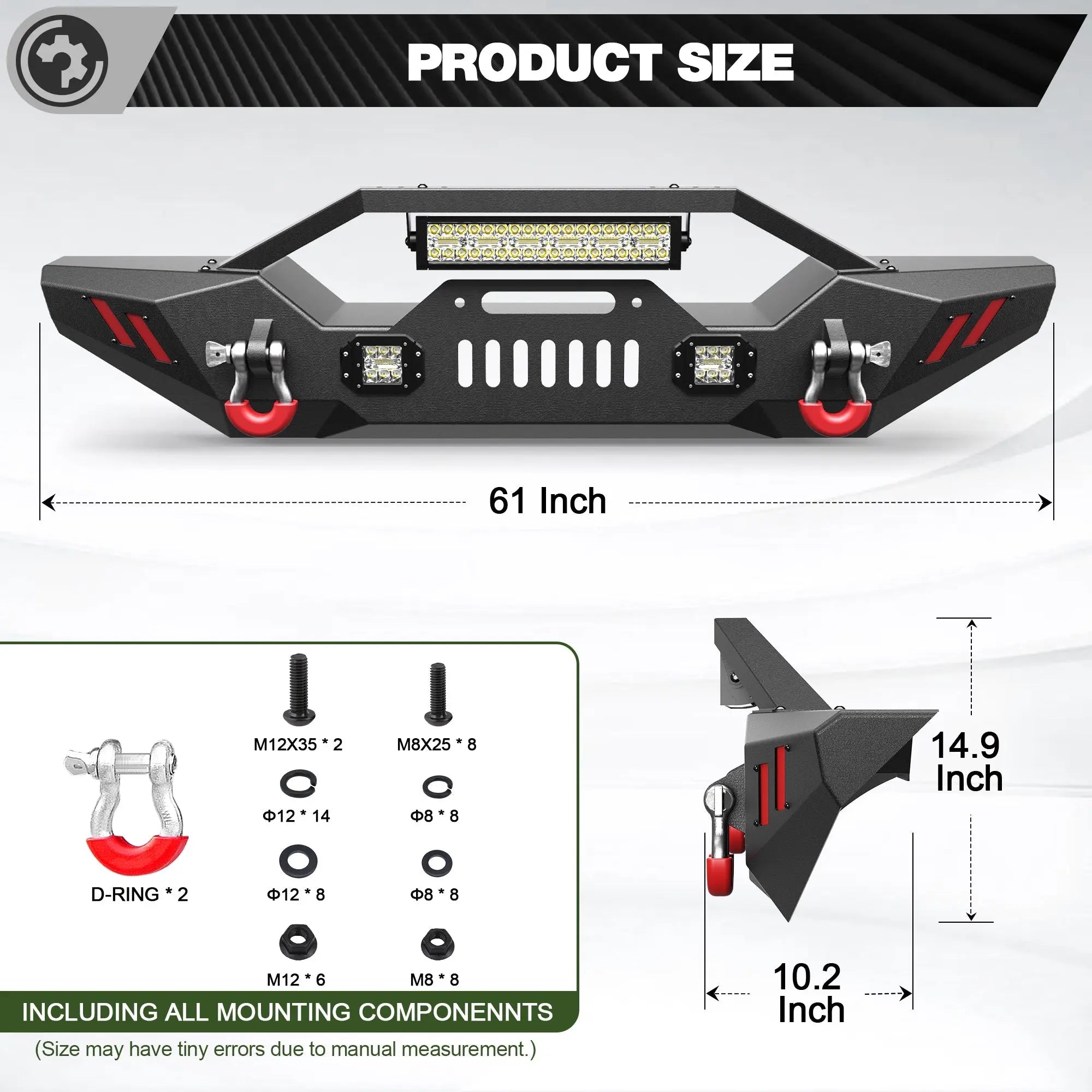 Front Bumper for 2007-2026 Jeep Wrangler JK JL JKU JLU & Gladiator JT - nadiaauto