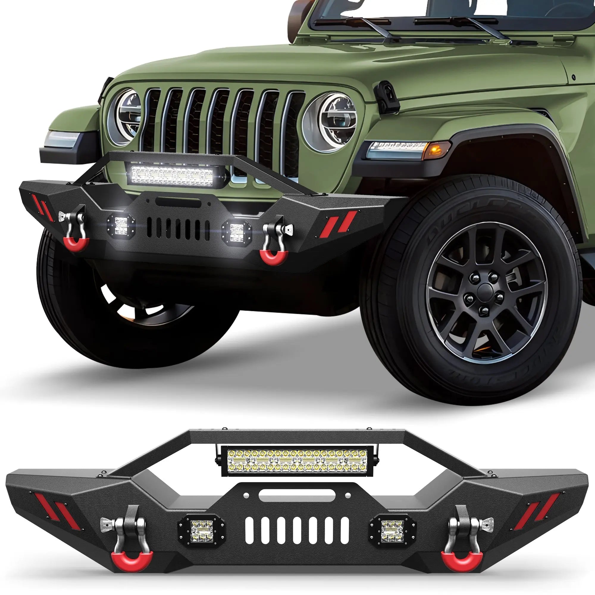 Front Bumper for 2007-2026 Jeep Wrangler JK JL JKU JLU & Gladiator JT - nadiaauto