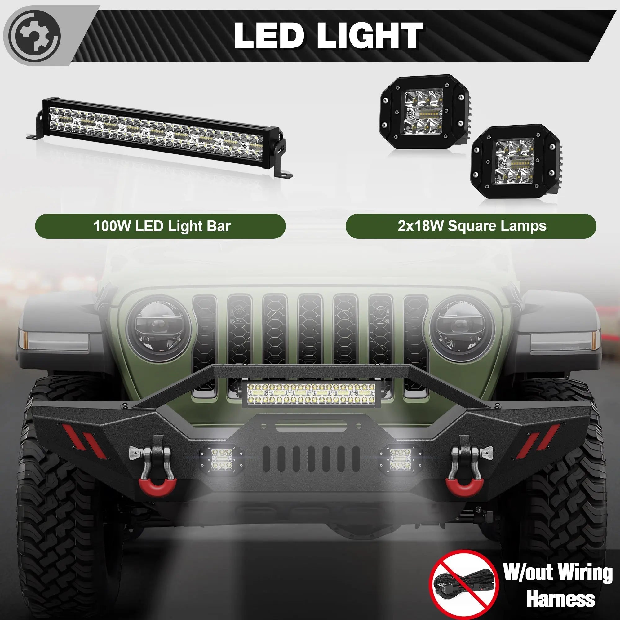 Front Bumper for 2007-2026 Jeep Wrangler JK JL JKU JLU & Gladiator JT - nadiaauto