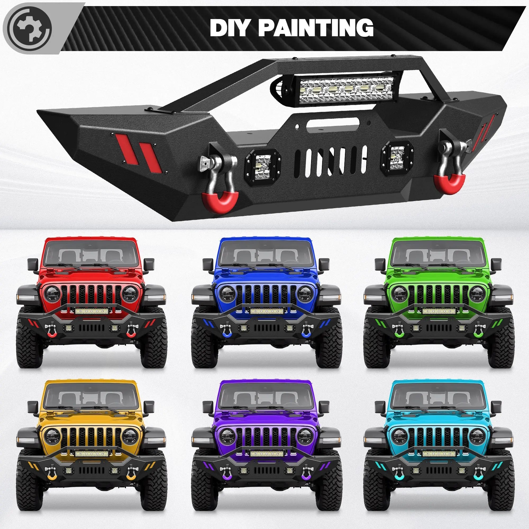 Front Bumper for 2007-2026 Jeep Wrangler JK JL JKU JLU & Gladiator JT - nadiaauto
