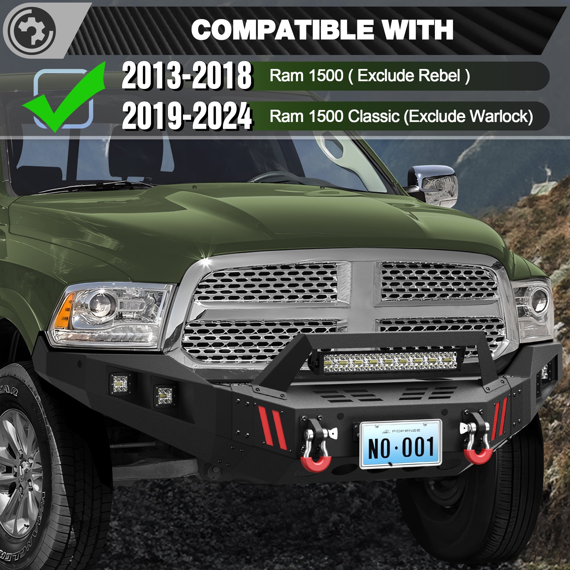 Front Bumper for 2013-2018 Ram 1500 (Excl. Rebel) and 2019-2024 Ram 1500 Classic (Excl. Warlock) - nadiaauto