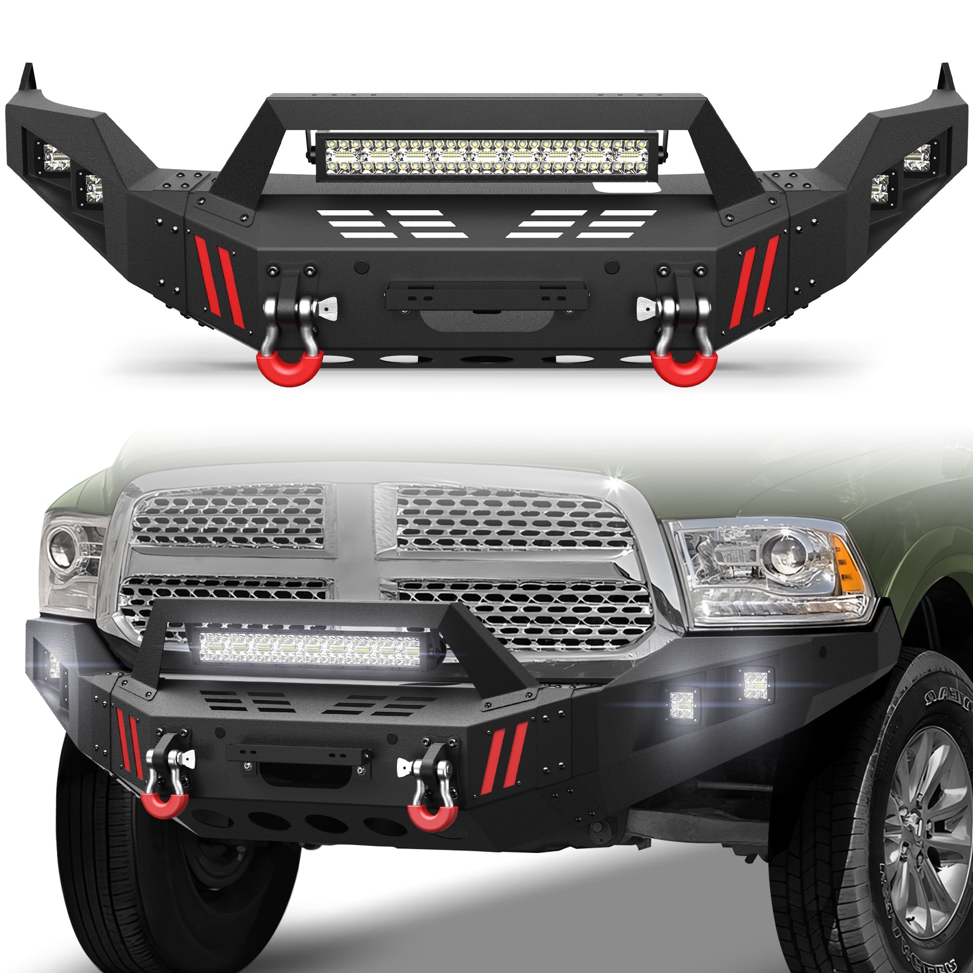 Front Bumper for 2013-2018 Ram 1500 (Excl. Rebel) and 2019-2024 Ram 1500 Classic (Excl. Warlock) - nadiaauto