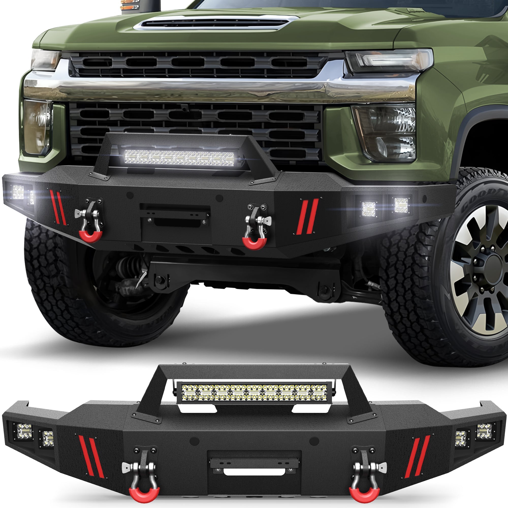 Front Bumper for 2020 2021 2022 2023 Chevy Silverado 2500/3500 2020-2023 w/Winch Plate - nadiaauto