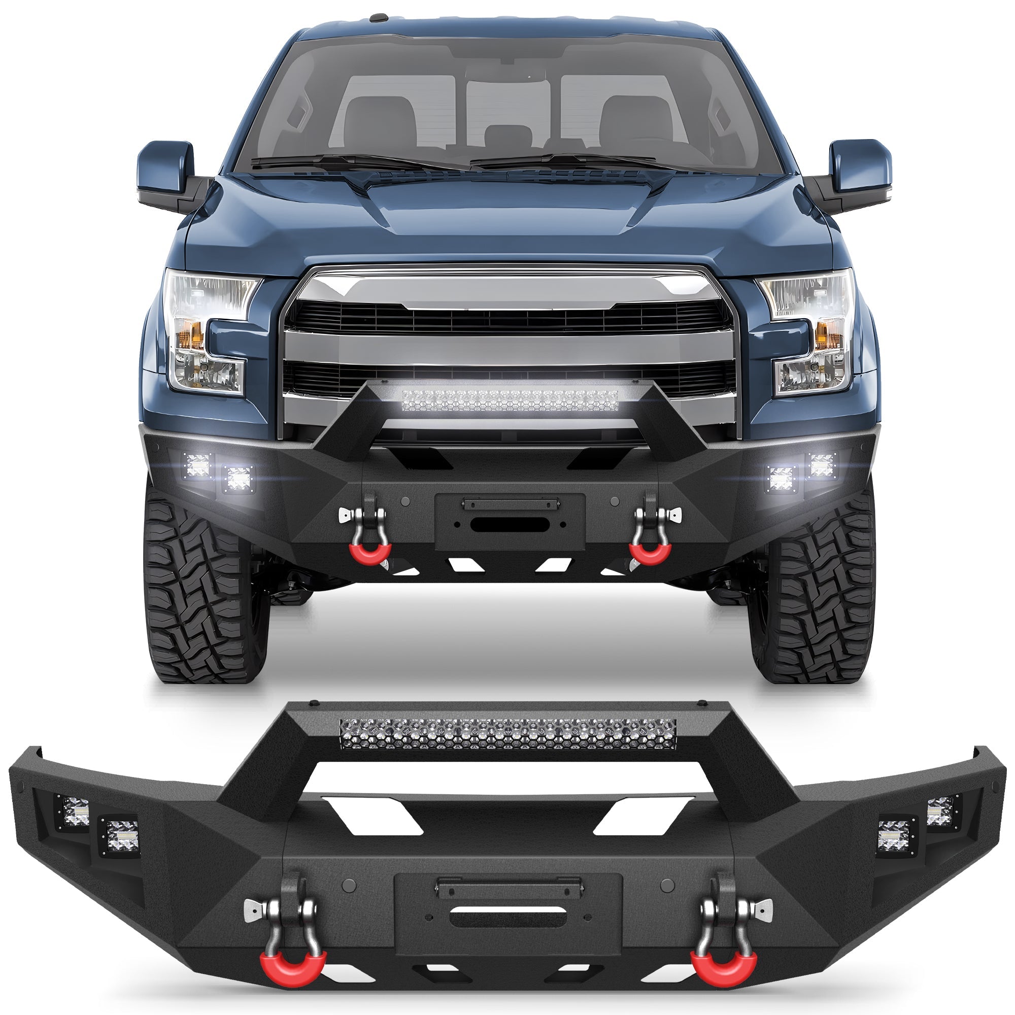 Front Bumper Offroad Bumper for 2015 2016 2017 Ford F150 Pickup Truck (Excluding Raptor & Ecoboost) - nadiaauto