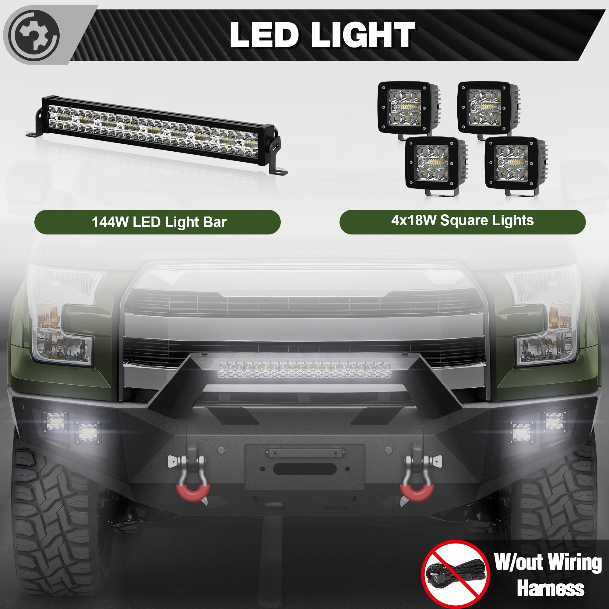 Front Bumper Offroad Bumper for 2015 2016 2017 Ford F150 Pickup Truck (Excluding Raptor & Ecoboost) - nadiaauto