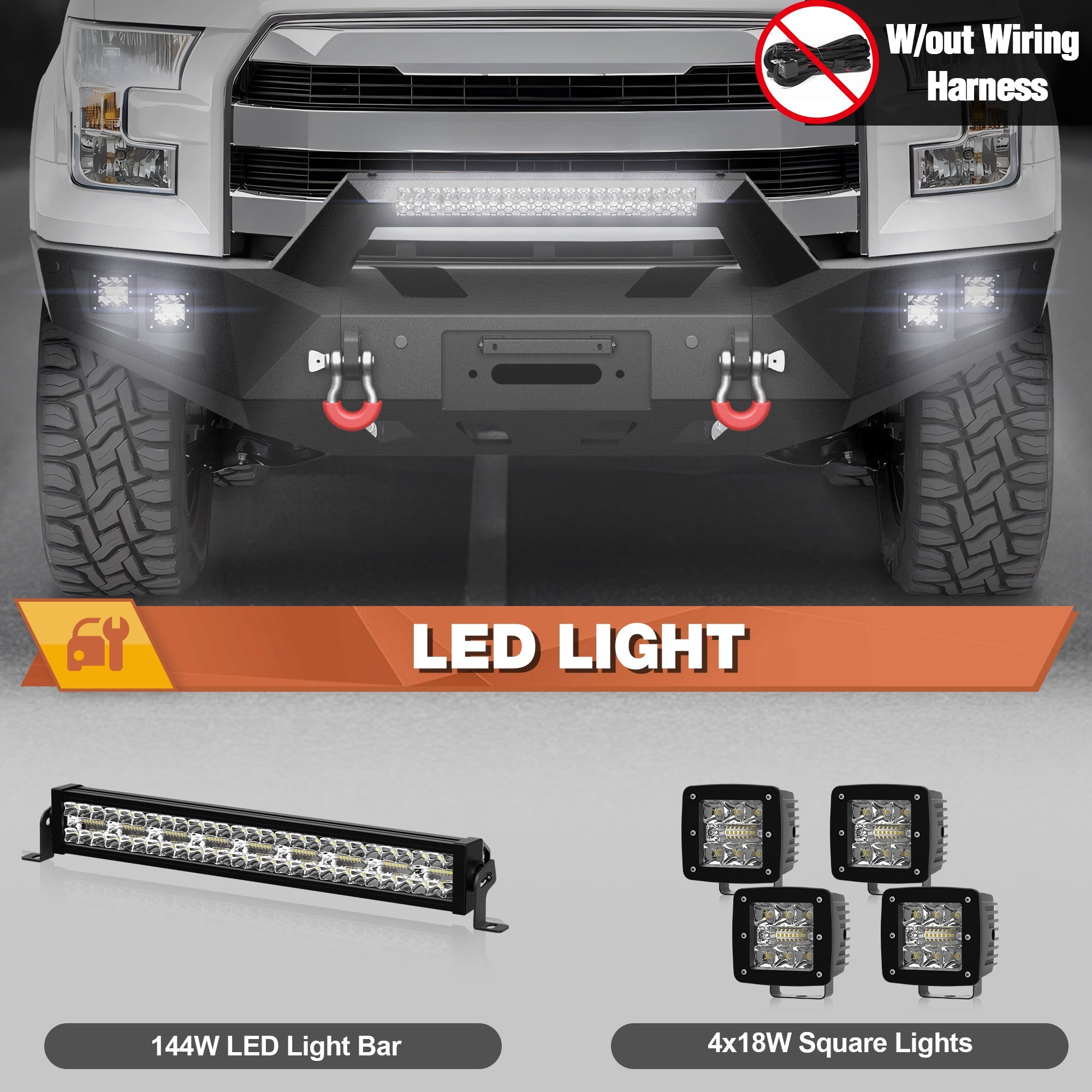 Front Bumper Offroad Bumper for 2015 2016 2017 Ford F150 Pickup Truck (Excluding Raptor & Ecoboost) - nadiaauto