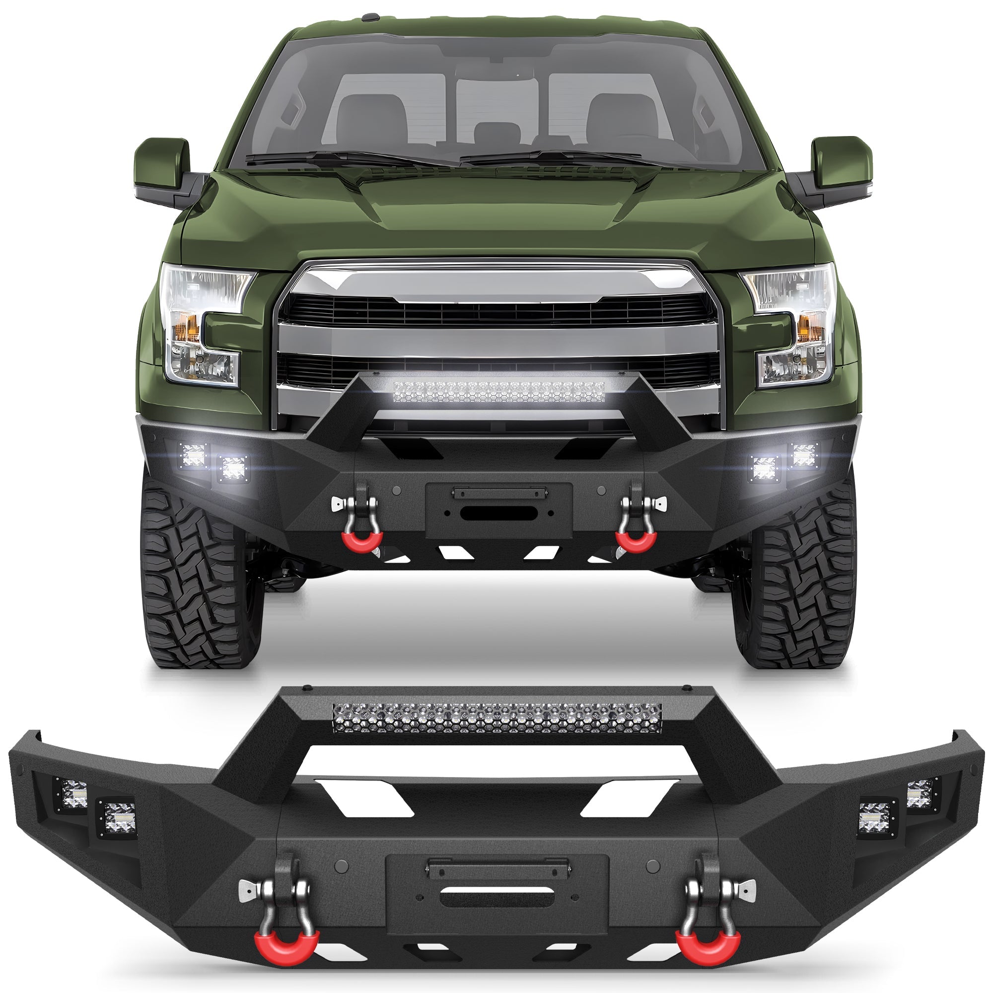 Front Bumper Offroad Bumper for 2015 2016 2017 Ford F150 Pickup Truck (Excluding Raptor & Ecoboost) - nadiaauto