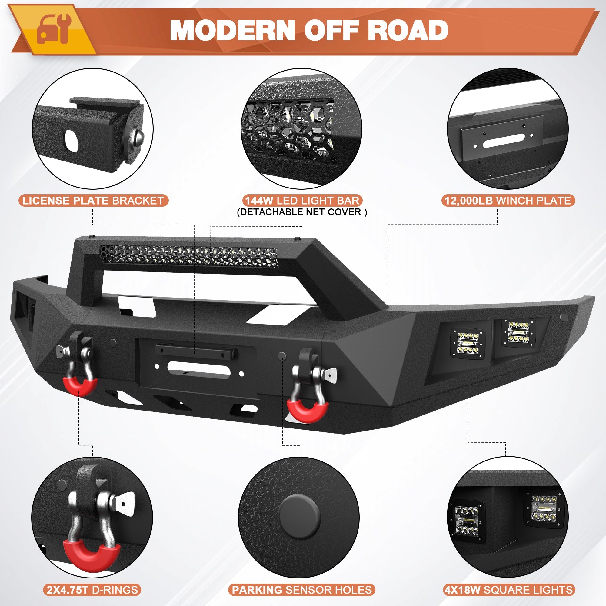 Front Bumper Offroad Bumper for 2015 2016 2017 Ford F150 Pickup Truck (Excluding Raptor & Ecoboost) - nadiaauto