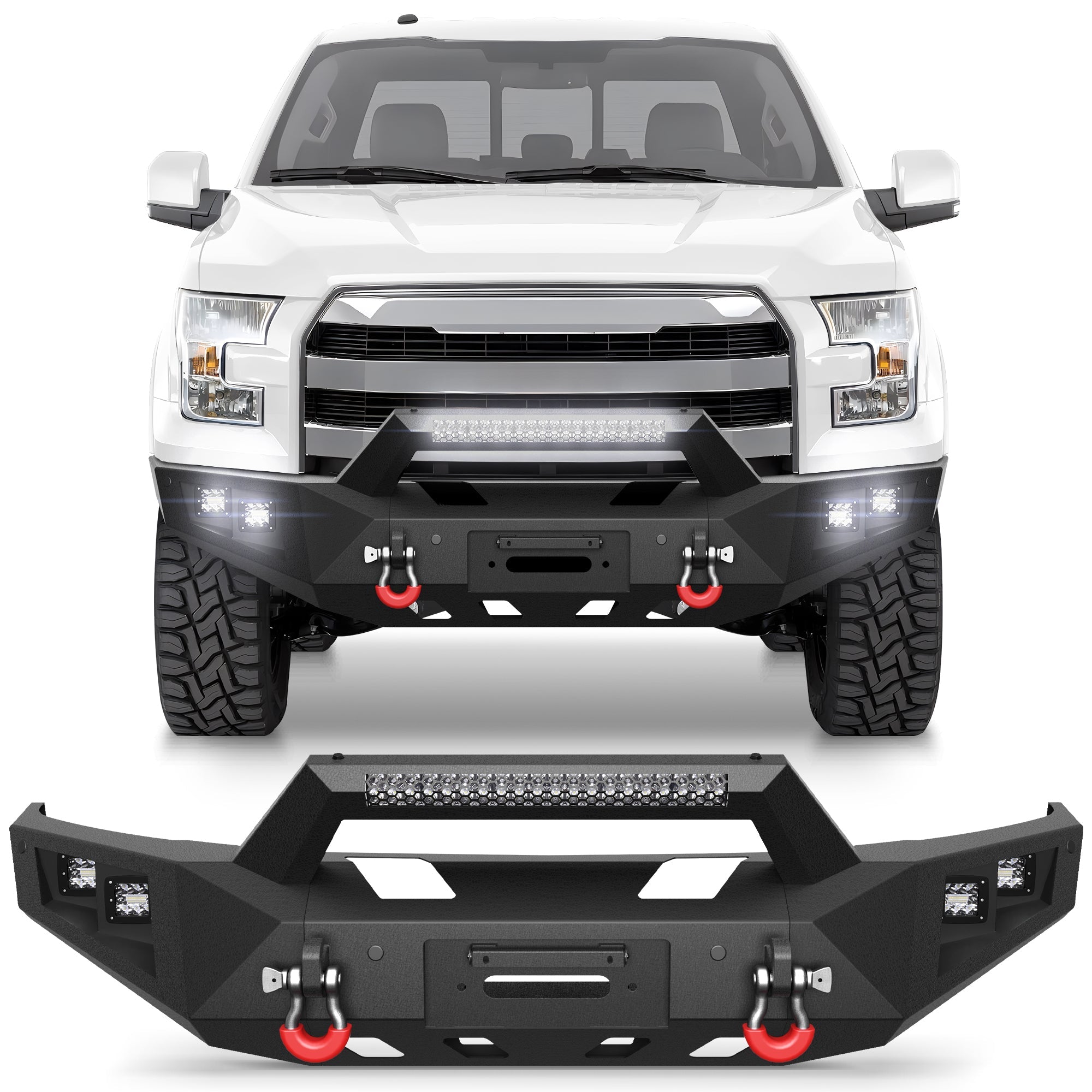 Front Bumper Offroad Bumper for 2015 2016 2017 Ford F150 Pickup Truck (Excluding Raptor & Ecoboost) - nadiaauto
