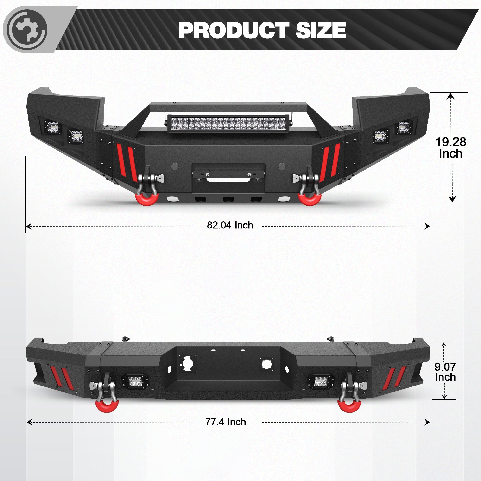 Heavy-Duty Bumper Set for 2011- 2014 GMC Sierra 2500/3500 with Winch Plate, LED Light - nadiaauto