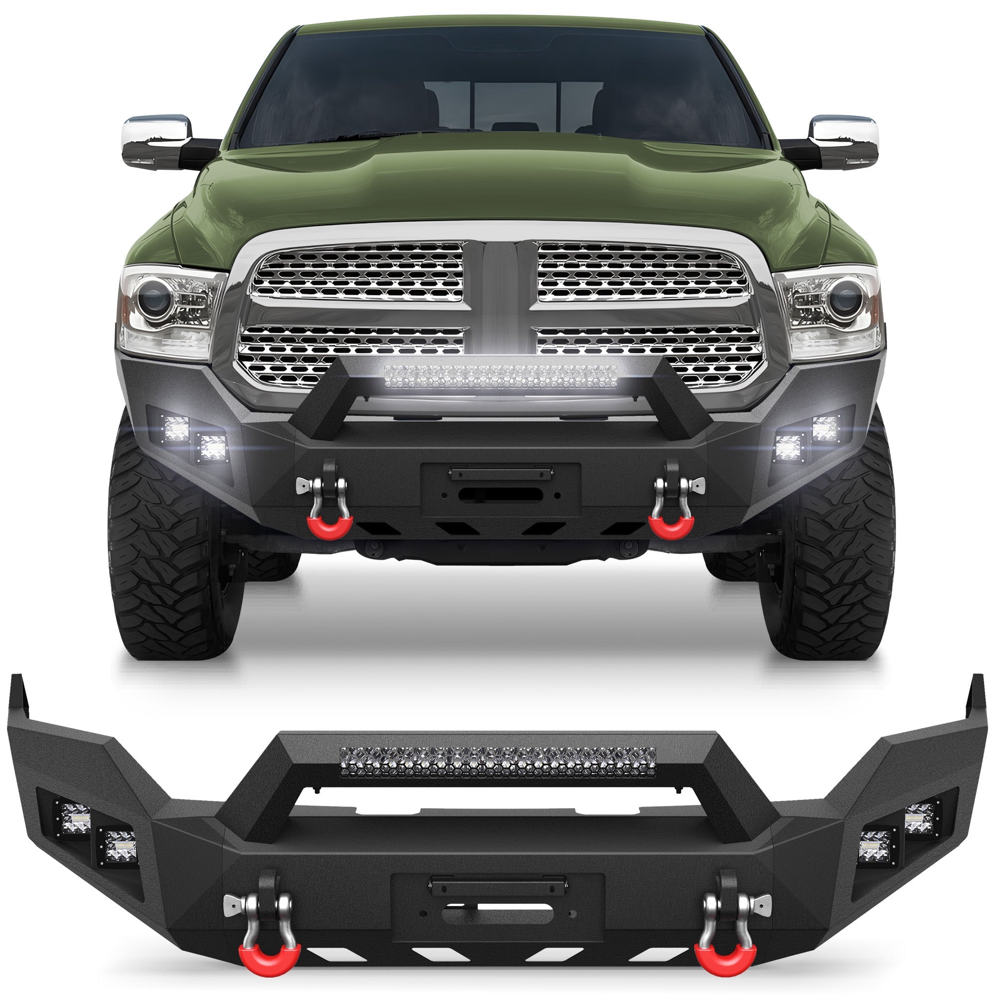 Heavy Duty Front Bumper for Ram 1500 2013-18 & 2019-24 Classic Pickup - nadiaauto