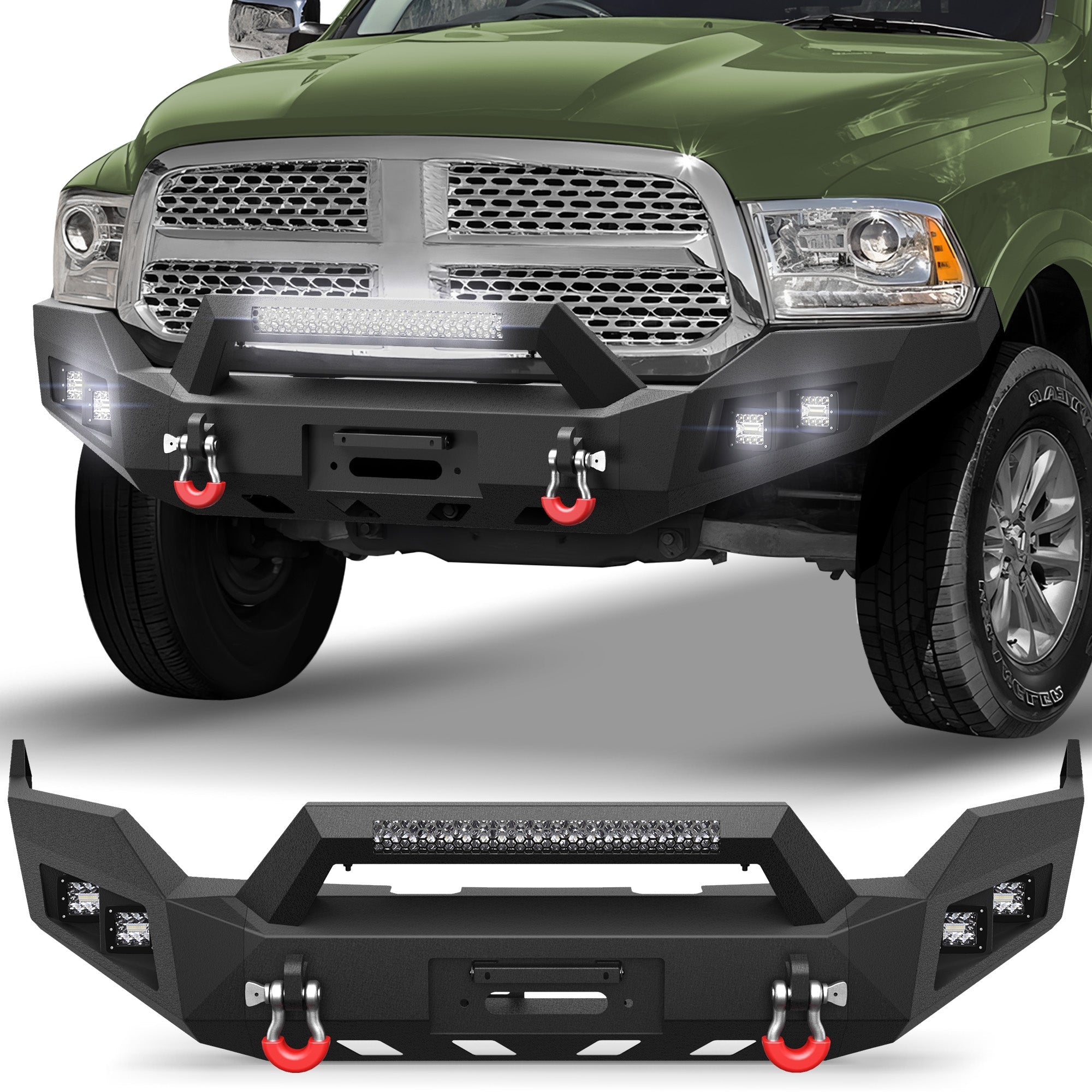 Heavy Duty Front Bumper for Ram 1500 2013-18 & 2019-24 Classic Pickup - nadiaauto