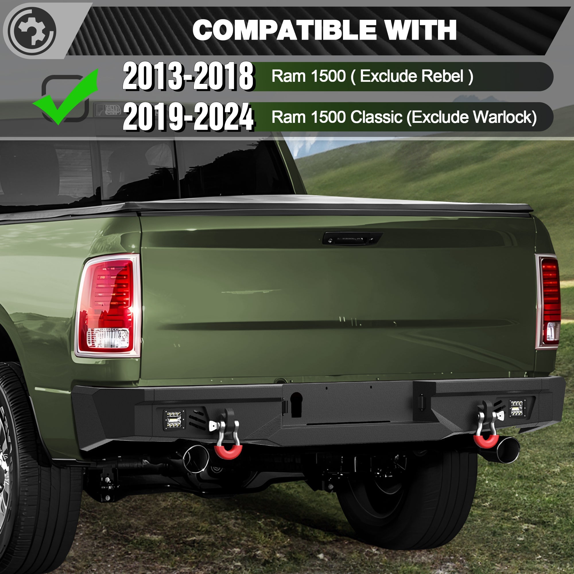 Heavy Duty Steel Bumper with Winch Plate for 2013-2018 Ram 1500 & 2019-2024 Ram 1500 Classic - nadiaauto