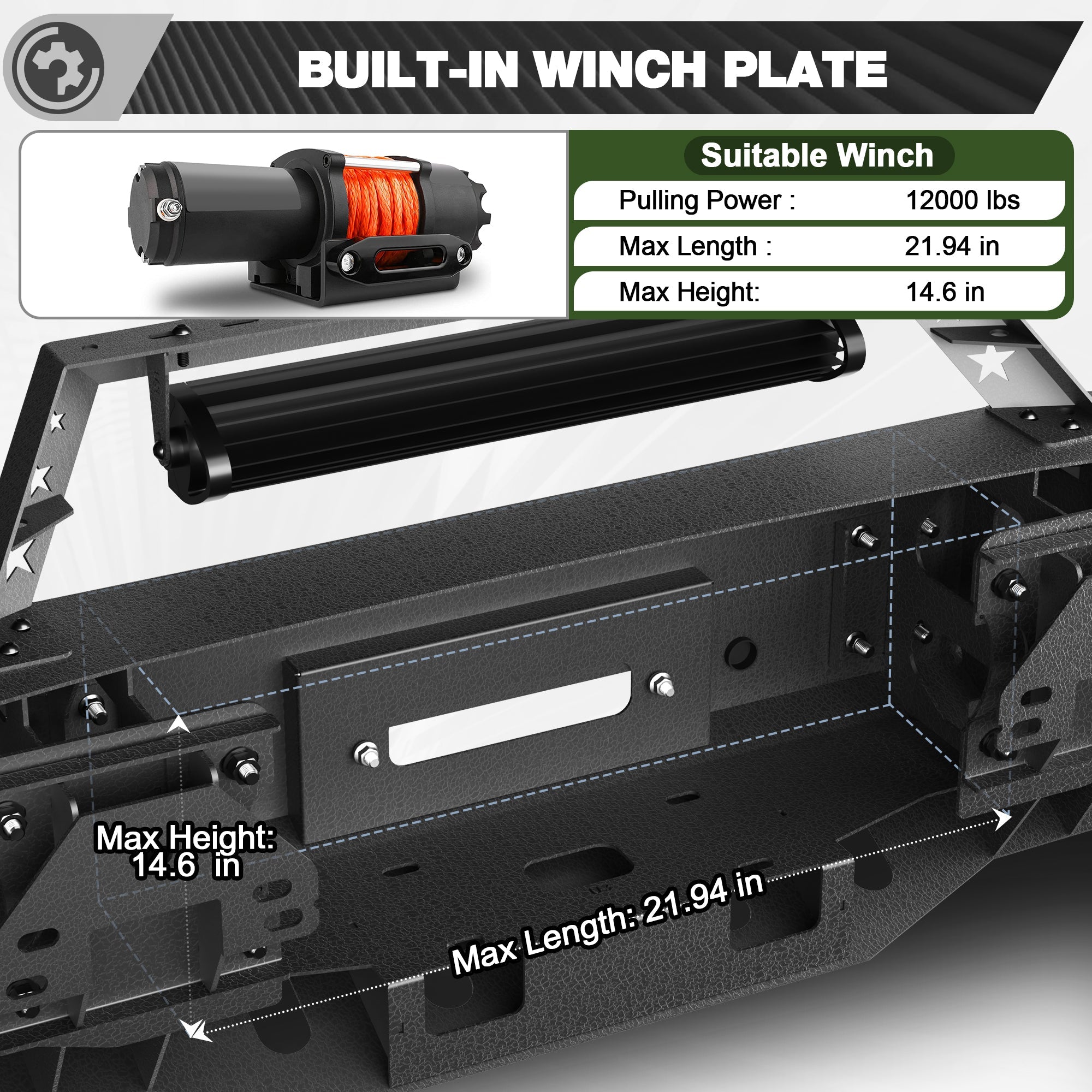 Heavy Duty Steel Front Bumper with Winch Plate Fits 2019 to 2022 GMC Sierra 1500 - nadiaauto
