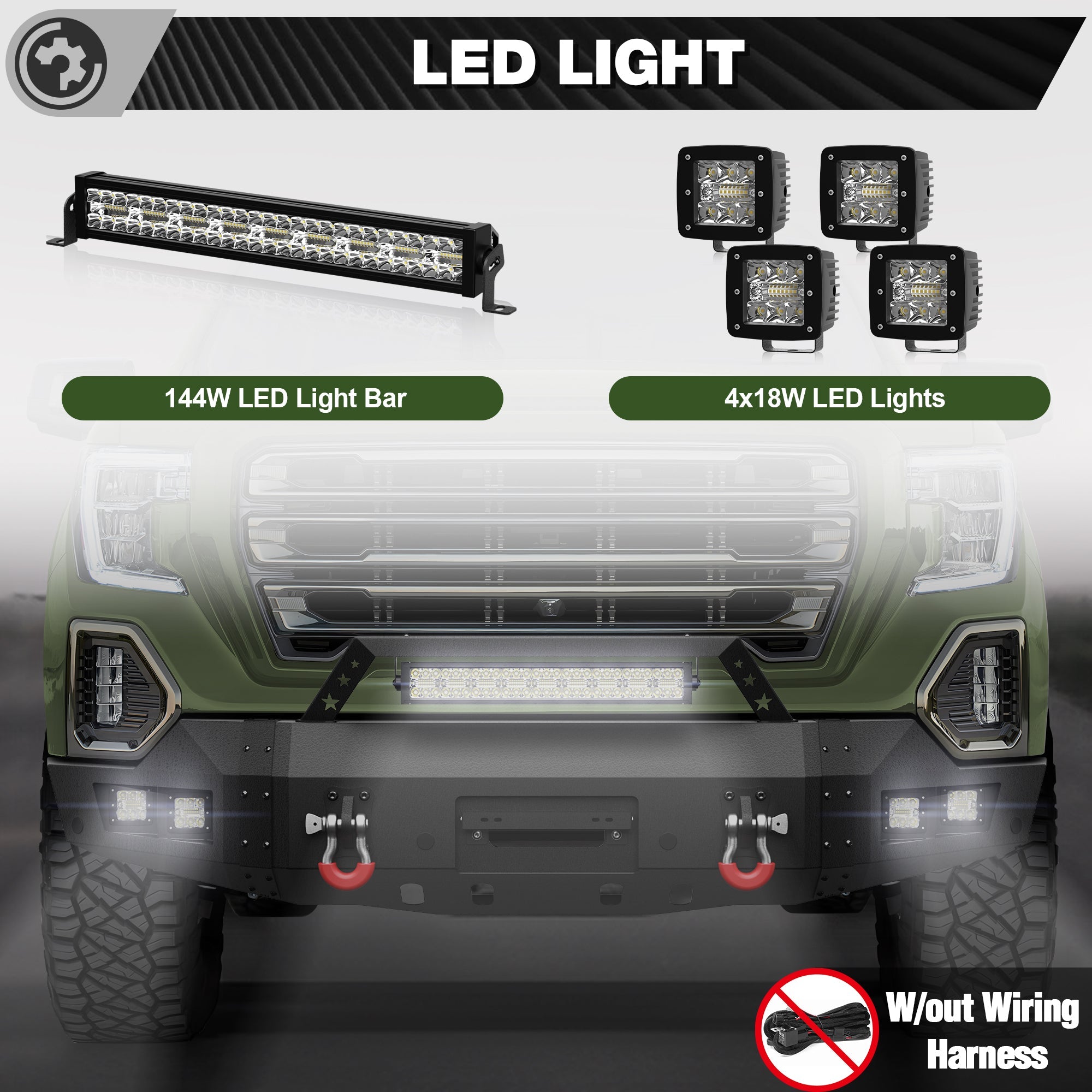 Heavy Duty Steel Front Bumper with Winch Plate Fits 2019 to 2022 GMC Sierra 1500 - nadiaauto