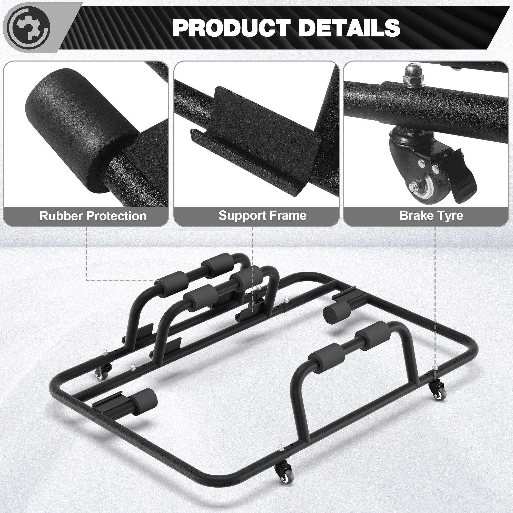 Jeep Hardtop Storage Cart for Wrangler YJ TJ JK JL 1976-2025, Jeep Hardtop Carrier Rack with Locking Wheels, Adjustable Roof Panel Storage Stand - nadiaauto