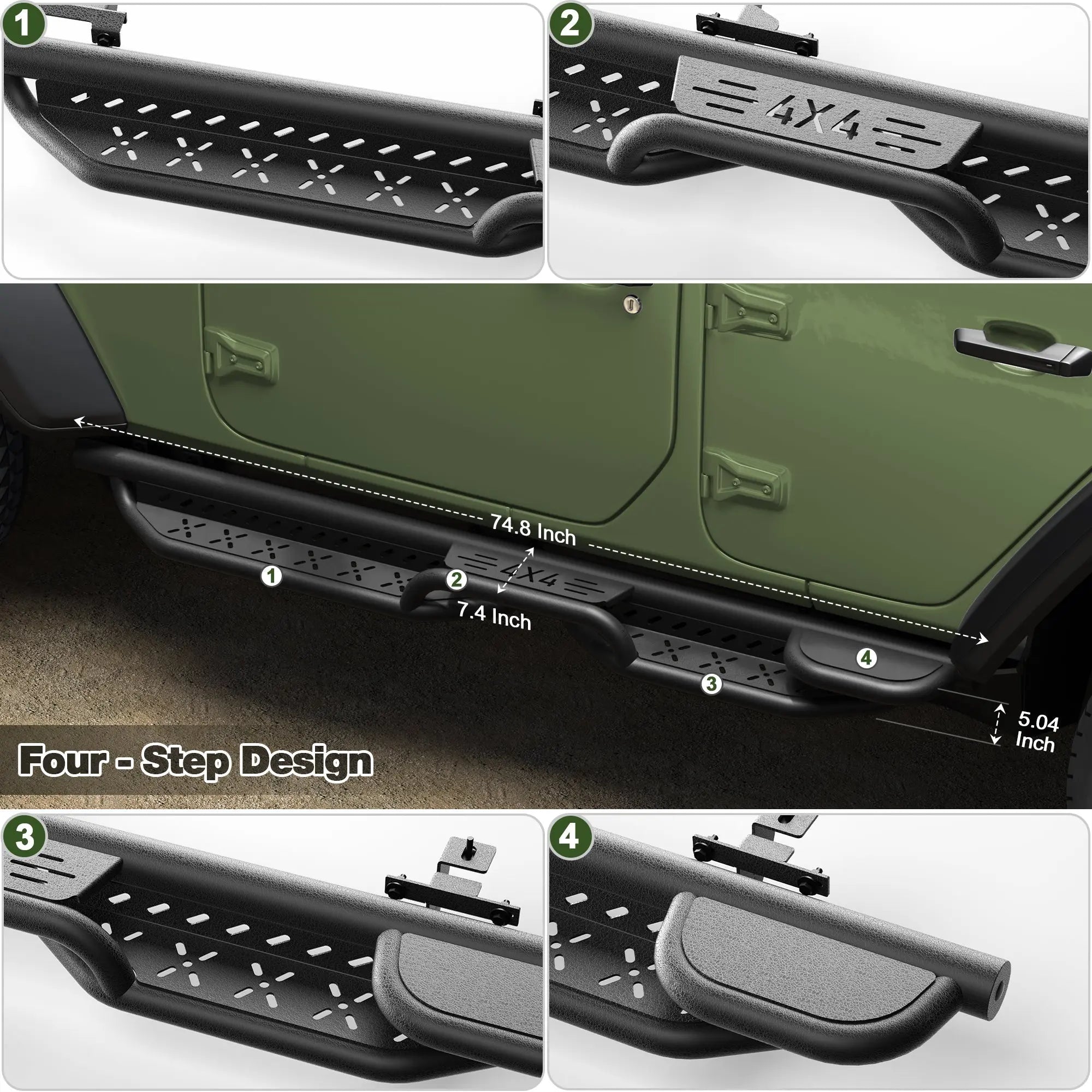 Jeep JL Running Boards Fits 2019-2025 Jeep Wrangler JL Unlimited - nadiaauto