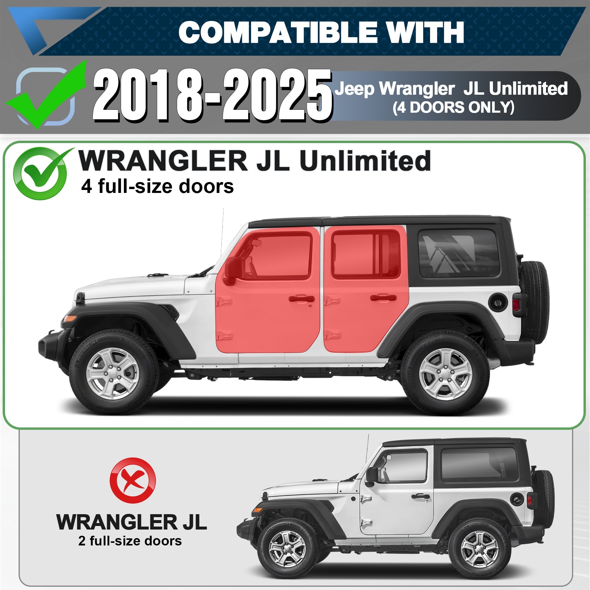 Jeep JL Running Boards Fits 2019-2025 Jeep Wrangler JL Unlimited - nadiaauto