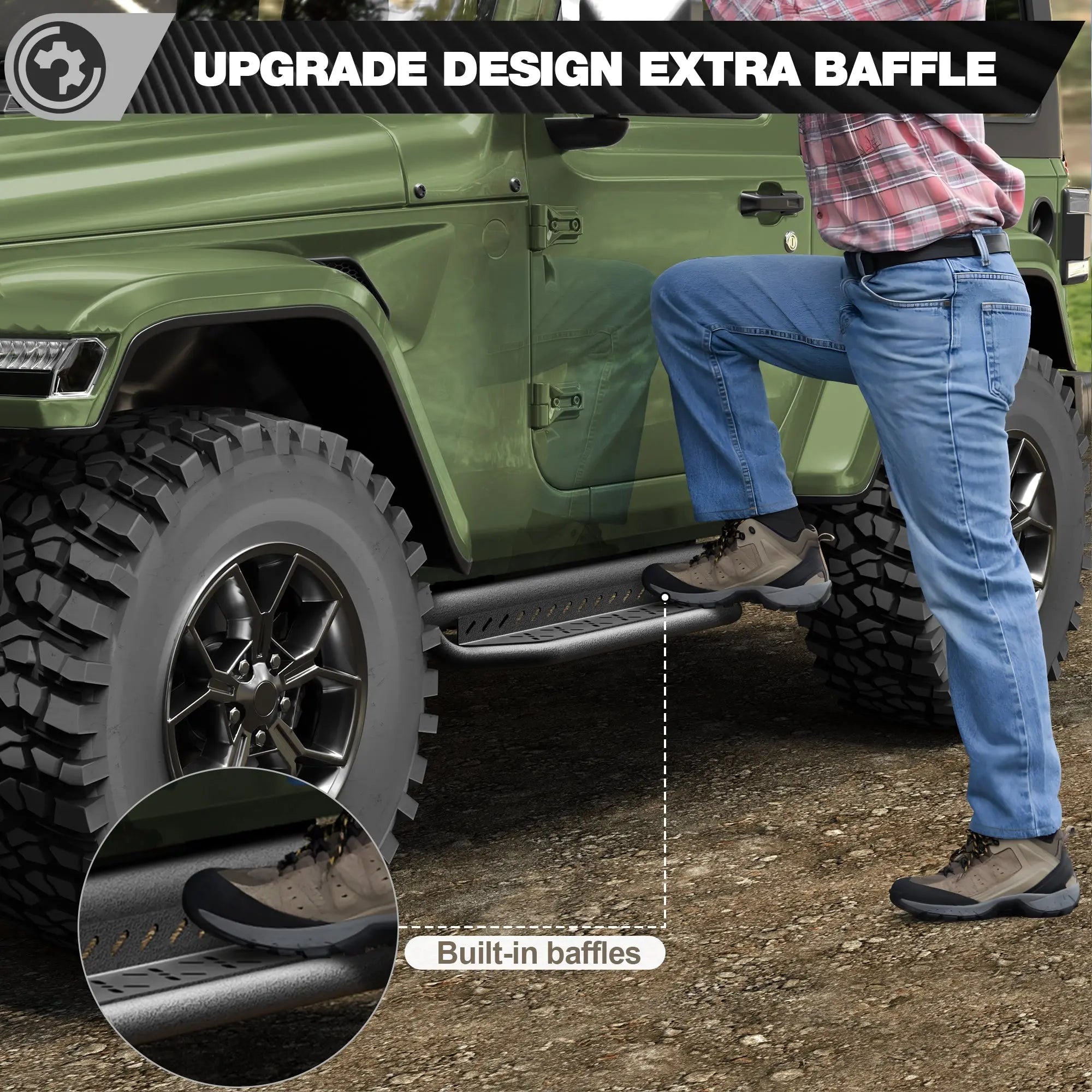 Jeep JL Running Boards Side Steps Fit for 2019-2025 Jeep Wrangler JL 2-Door - nadiaauto