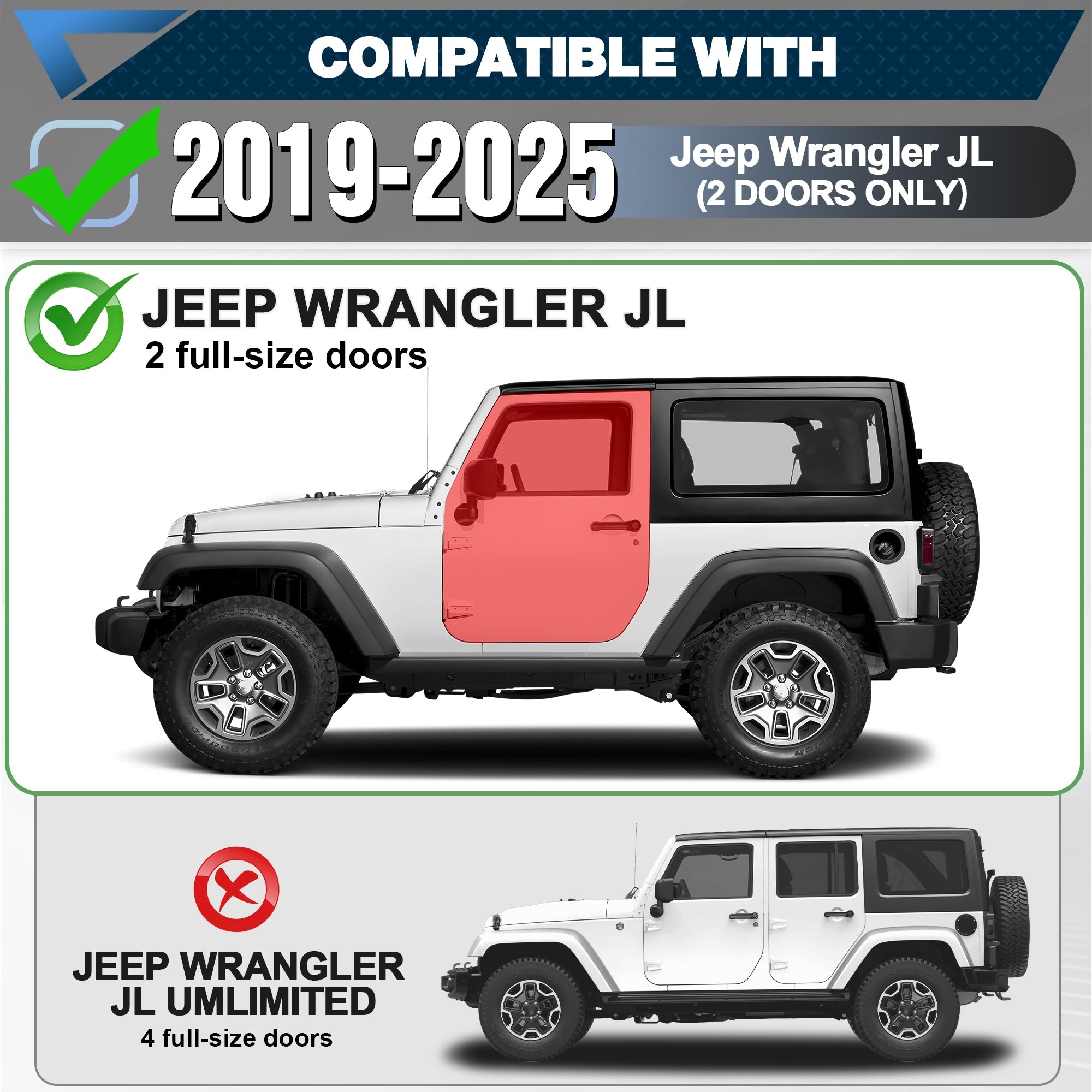 Jeep JL Running Boards Side Steps Fit for 2019 - 2025 Jeep Wrangler JL 2 - Door - nadiaauto