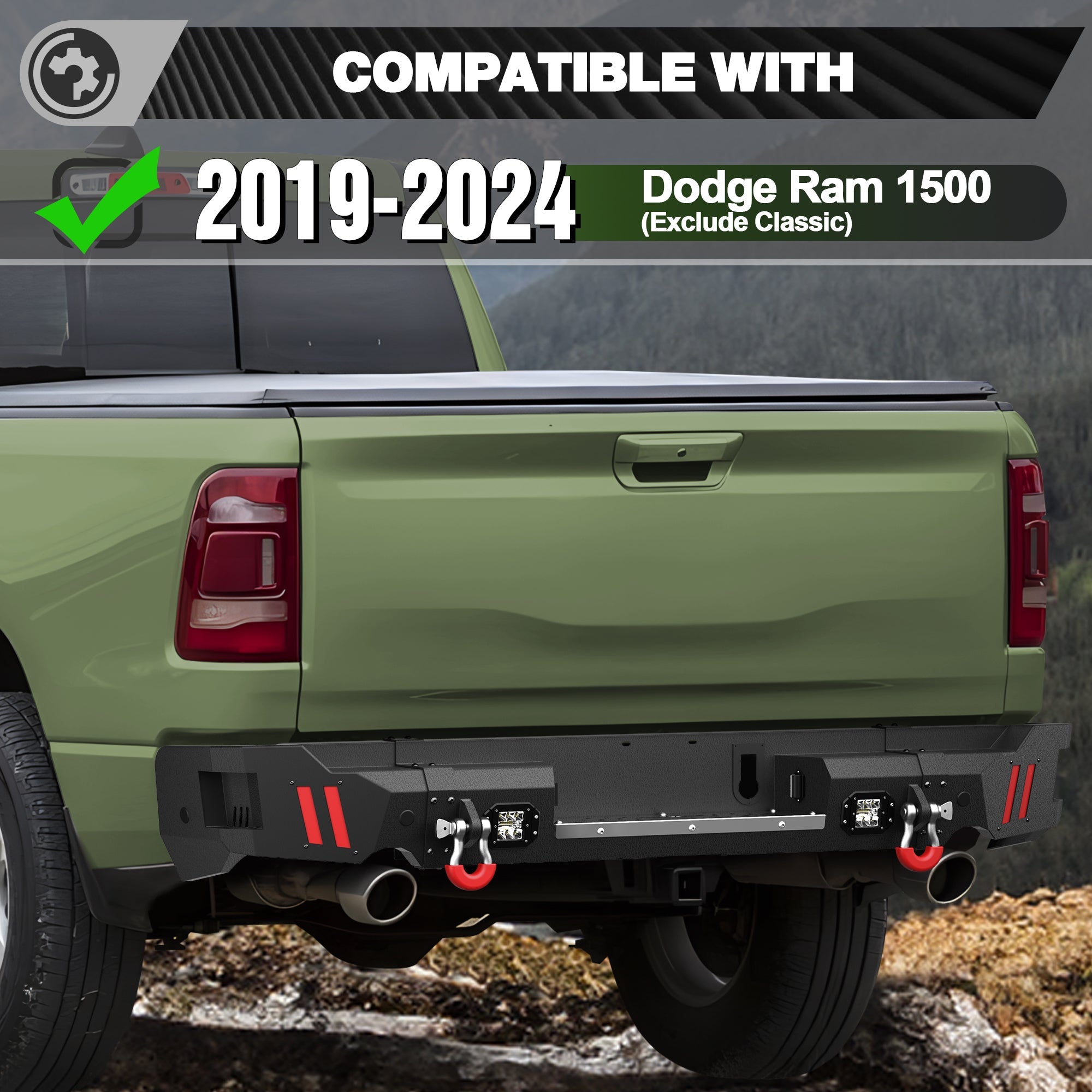 Ram 1500 Front and Rear Bumpers Fit Ram 1500 2019 2020 2021 2022 2023 2024 (Exclude Classic) - nadiaauto