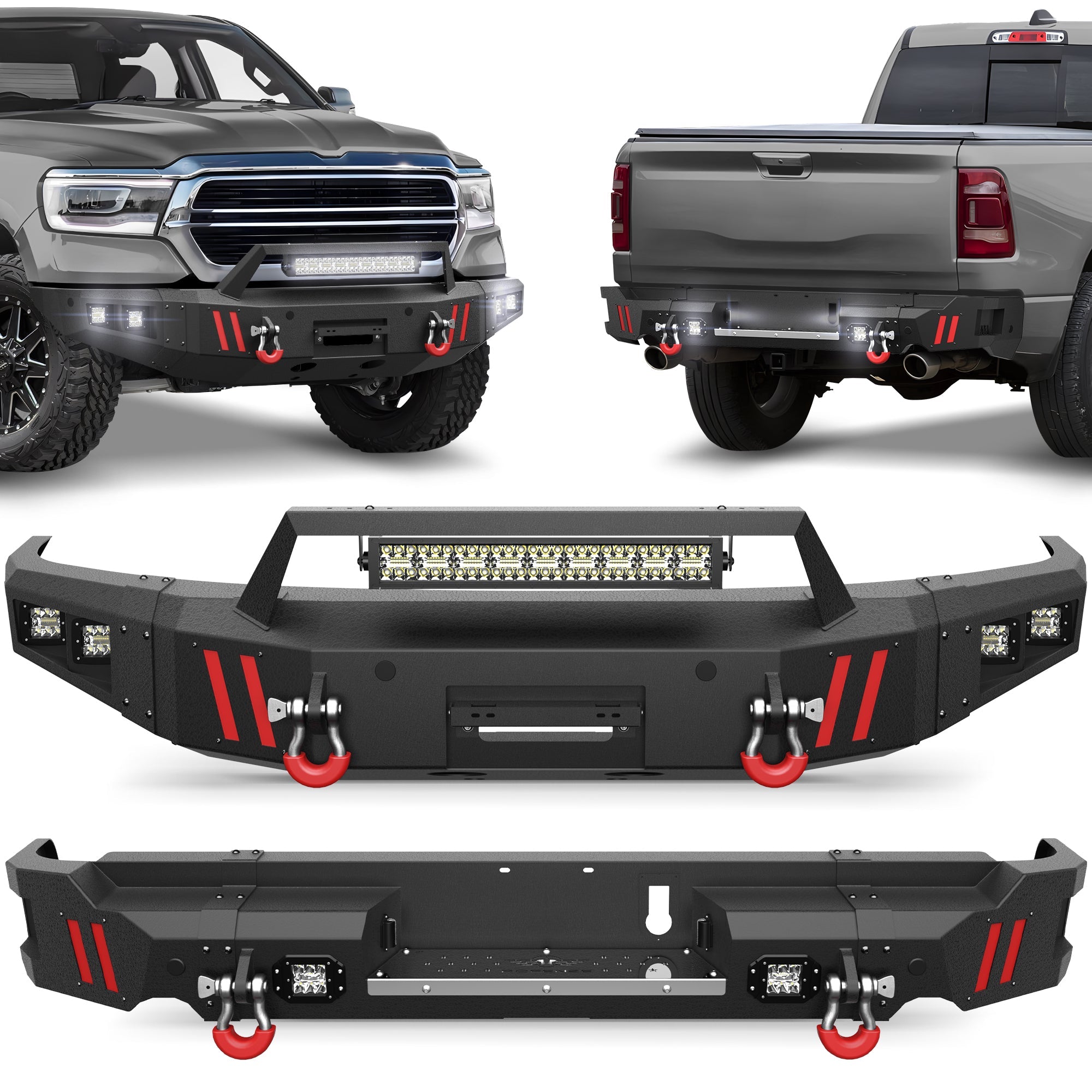 Ram 1500 Front and Rear Bumpers Fit Ram 1500 2019 2020 2021 2022 2023 2024 (Exclude Classic) - nadiaauto