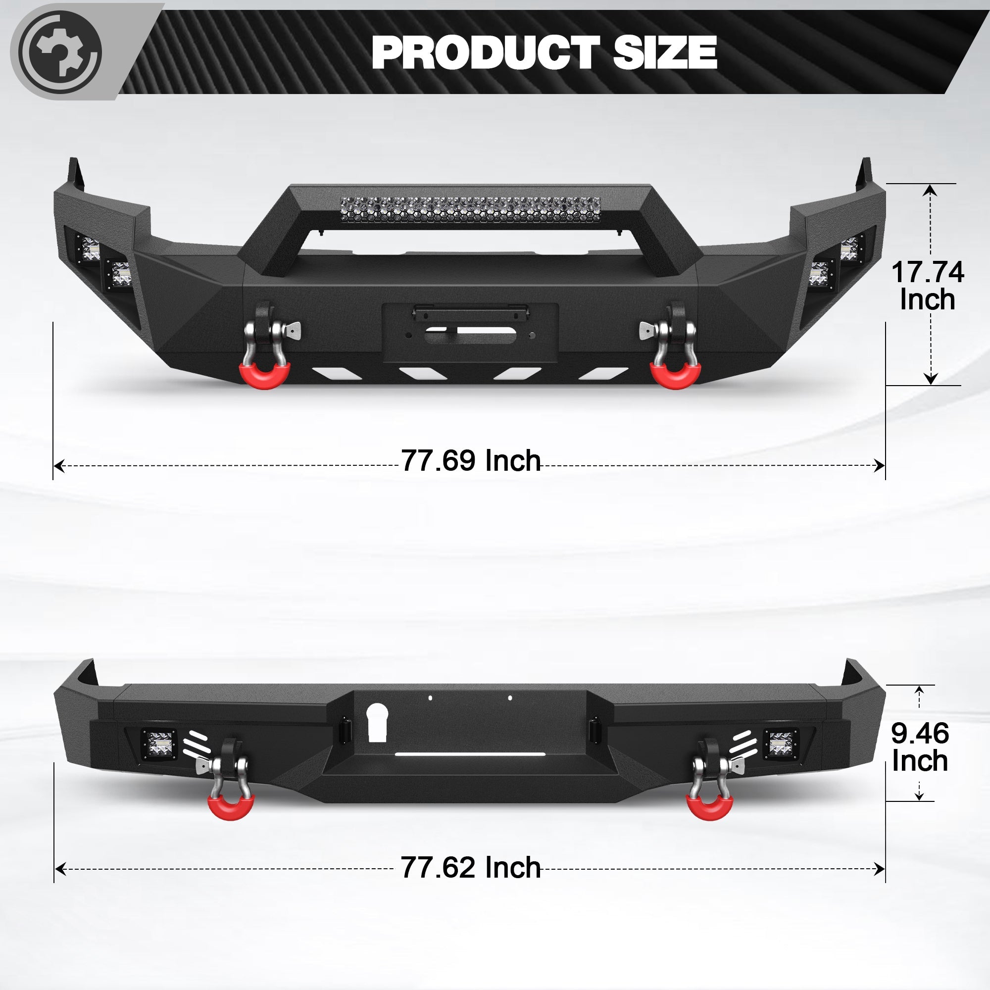Ram 1500 Front Bumper and Rear Bumper Set for 2009 2010 2011 2012 Ram 1500 Pickup w/Winch Plate - nadiaauto
