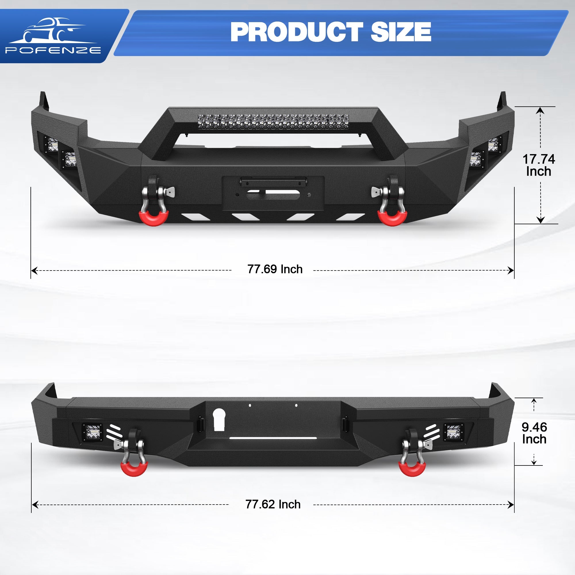 Ram 1500 Front Bumper and Rear Bumper Set for 2009 2010 2011 2012 Ram 1500 Pickup w/Winch Plate - nadiaauto