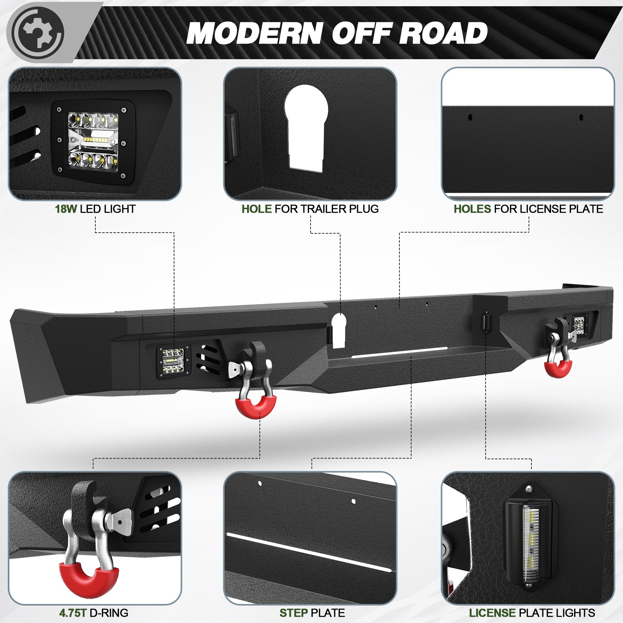 Ram 1500 Front Bumper and Rear Bumper Set for 2009 2010 2011 2012 Ram 1500 Pickup w/Winch Plate - nadiaauto