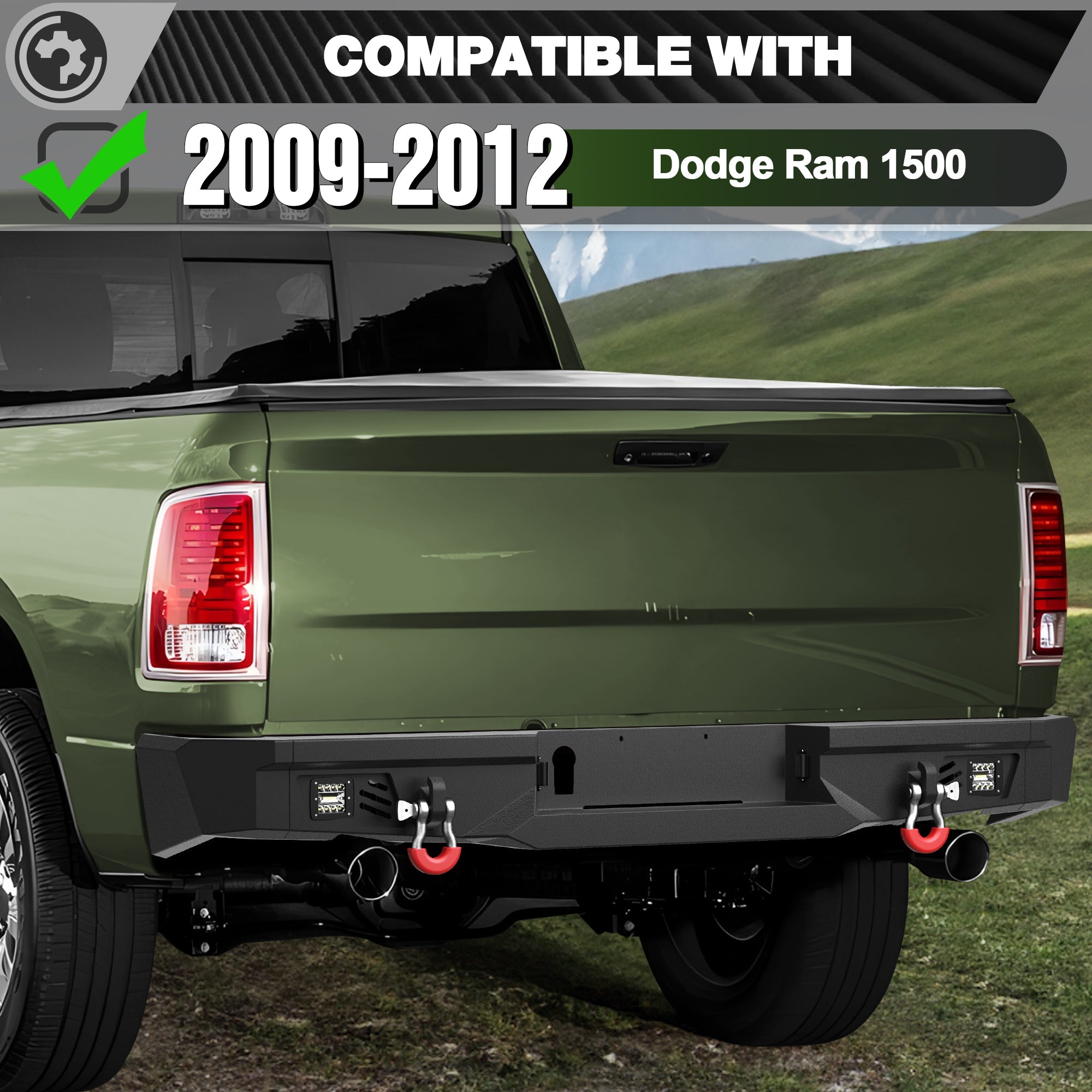 Ram 1500 Front Bumper and Rear Bumper Set for 2009 2010 2011 2012 Ram 1500 Pickup w/Winch Plate - nadiaauto