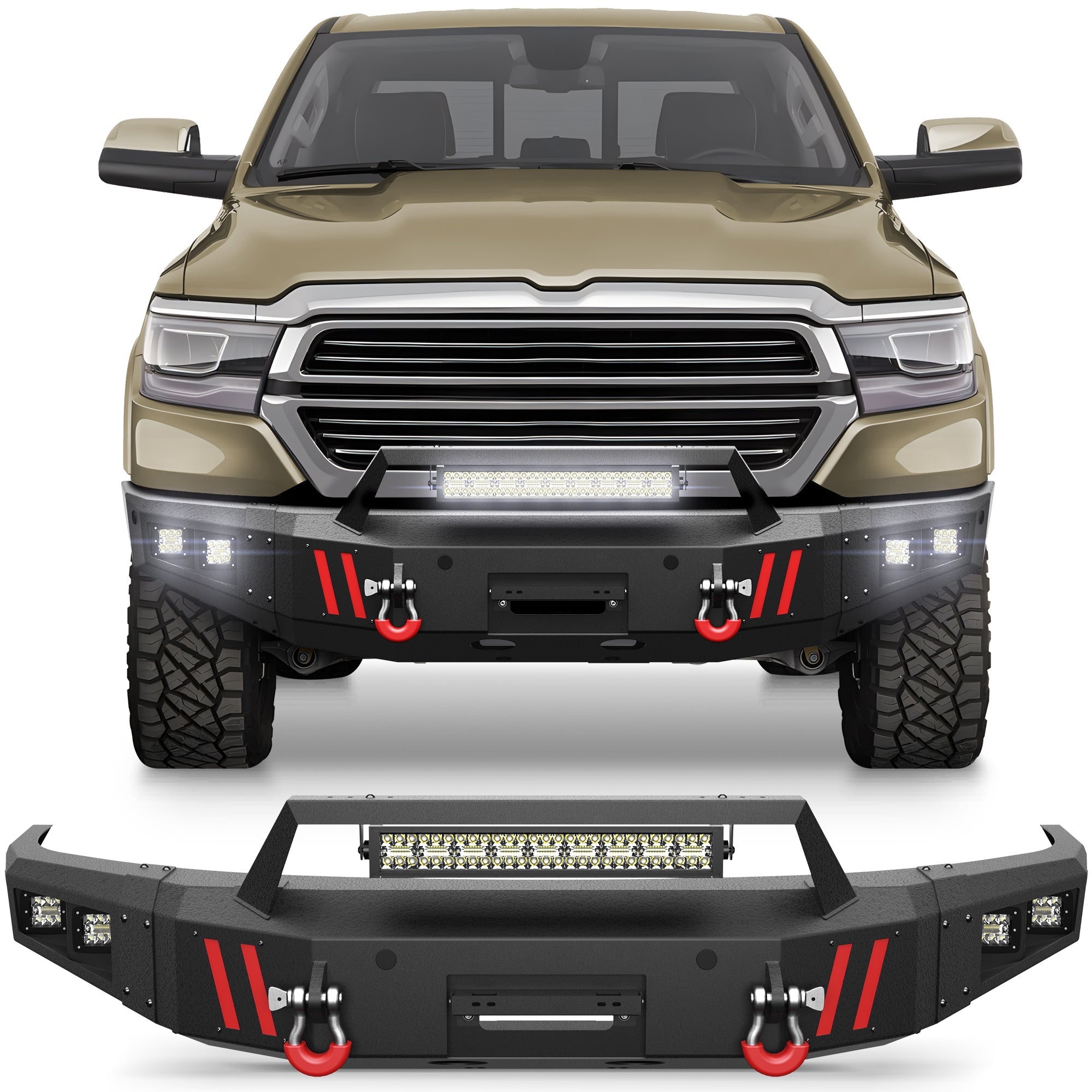 Ram 1500 Front Bumper Compatible with Dodge Ram 1500 2019-2024 (Exclude Classic) with Winch Plate - nadiaauto