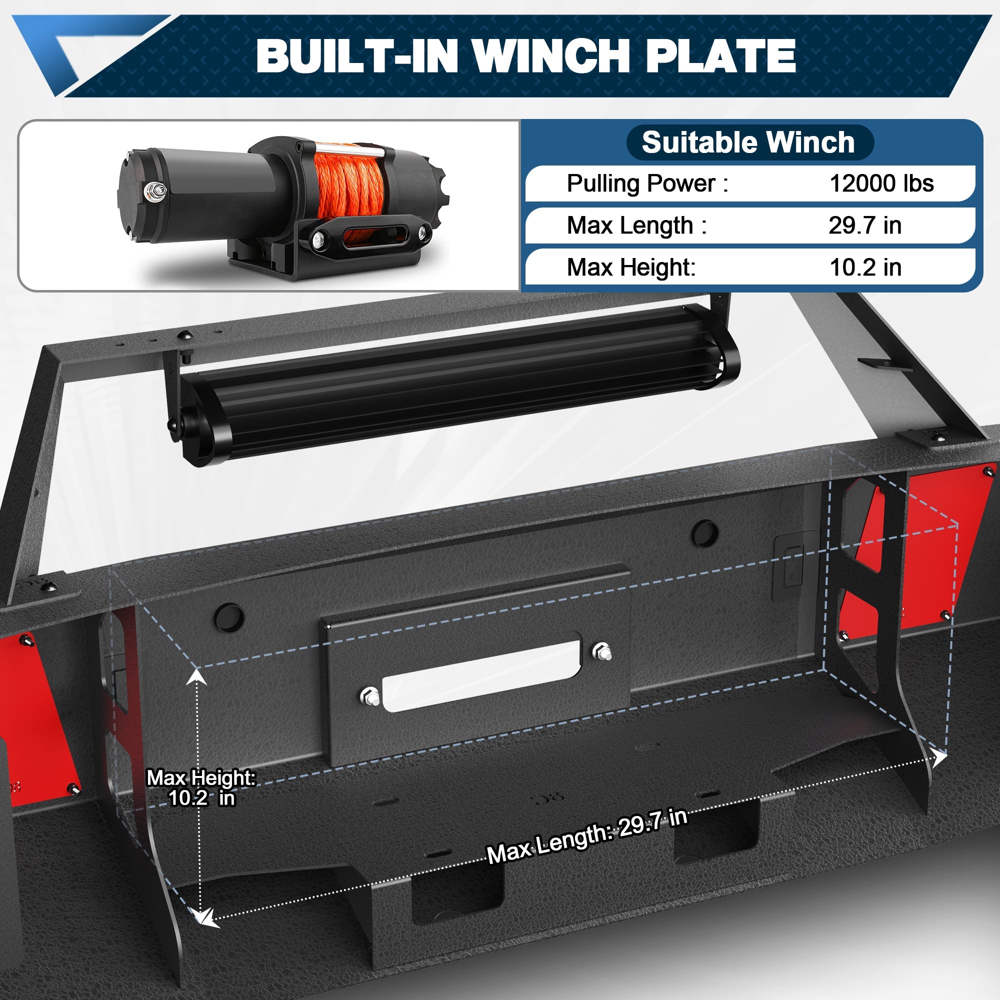 Ram 1500 Front Bumper Compatible with Dodge Ram 1500 2019 - 2024 (Exclude Classic) with Winch Plate - nadiaauto