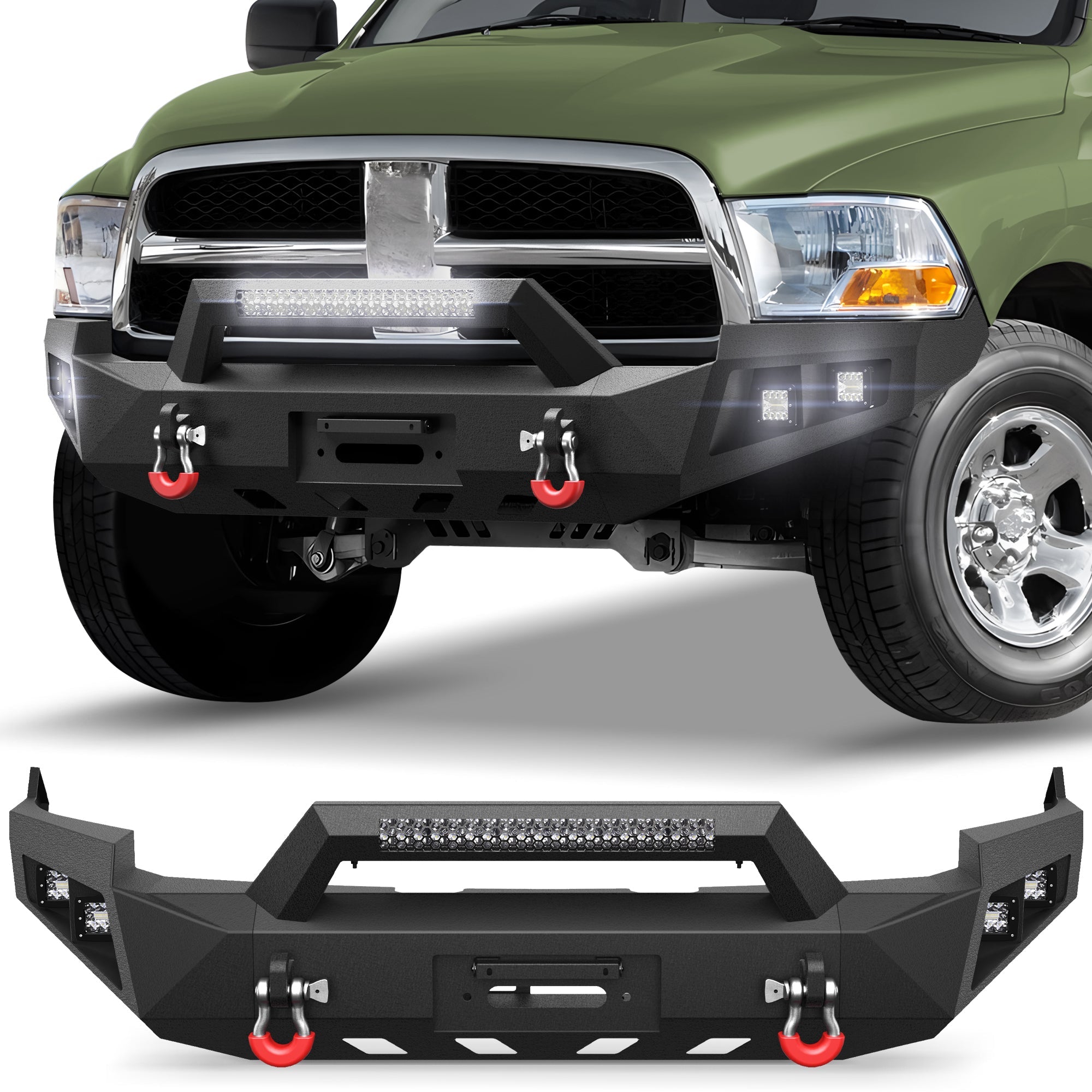 Ram 1500 Front Bumper for 2009 2010 2011 2012 Ram 1500 Pickup with Winch Plate - nadiaauto