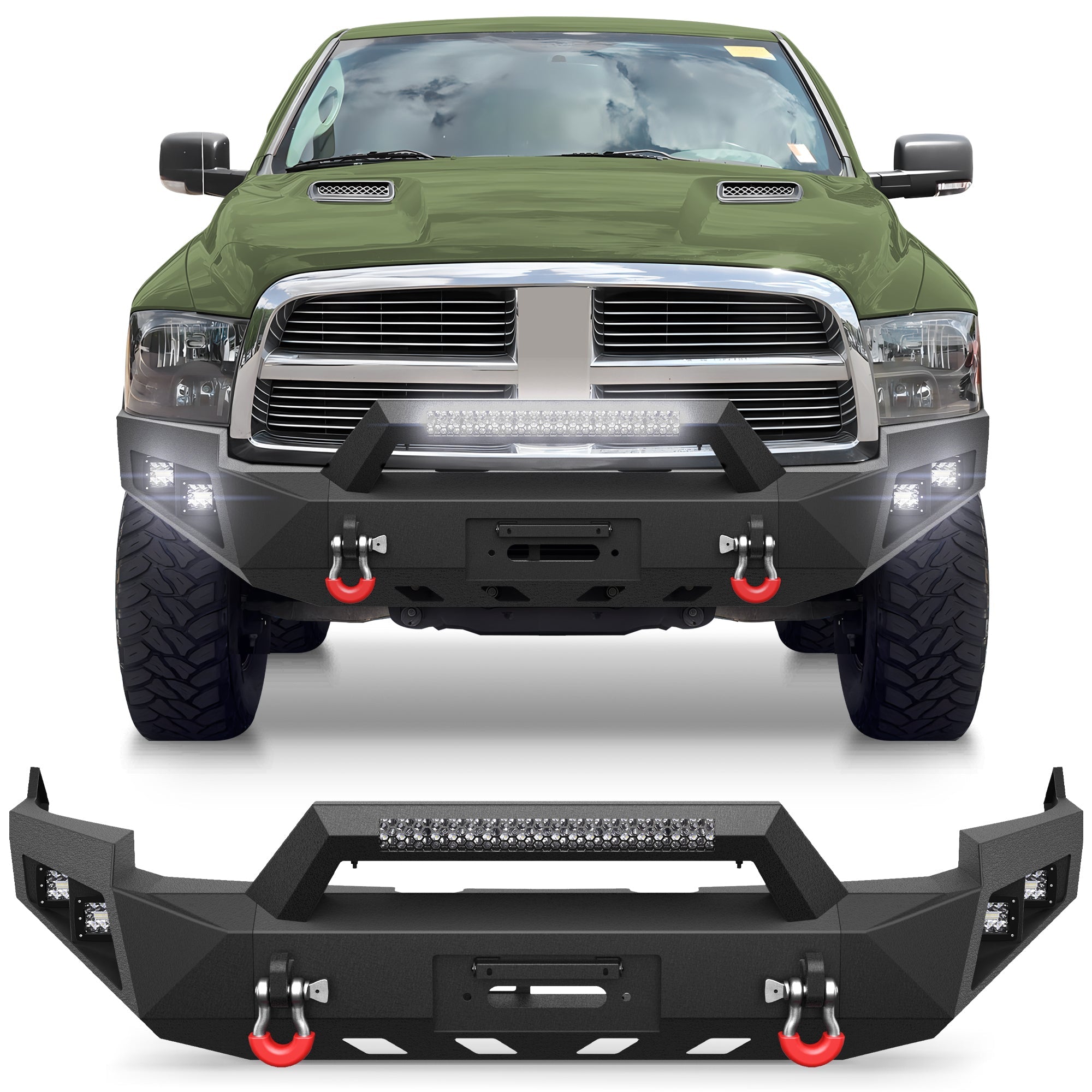 Ram 1500 Front Bumper for 2009 2010 2011 2012 Ram 1500 Pickup with Winch Plate - nadiaauto