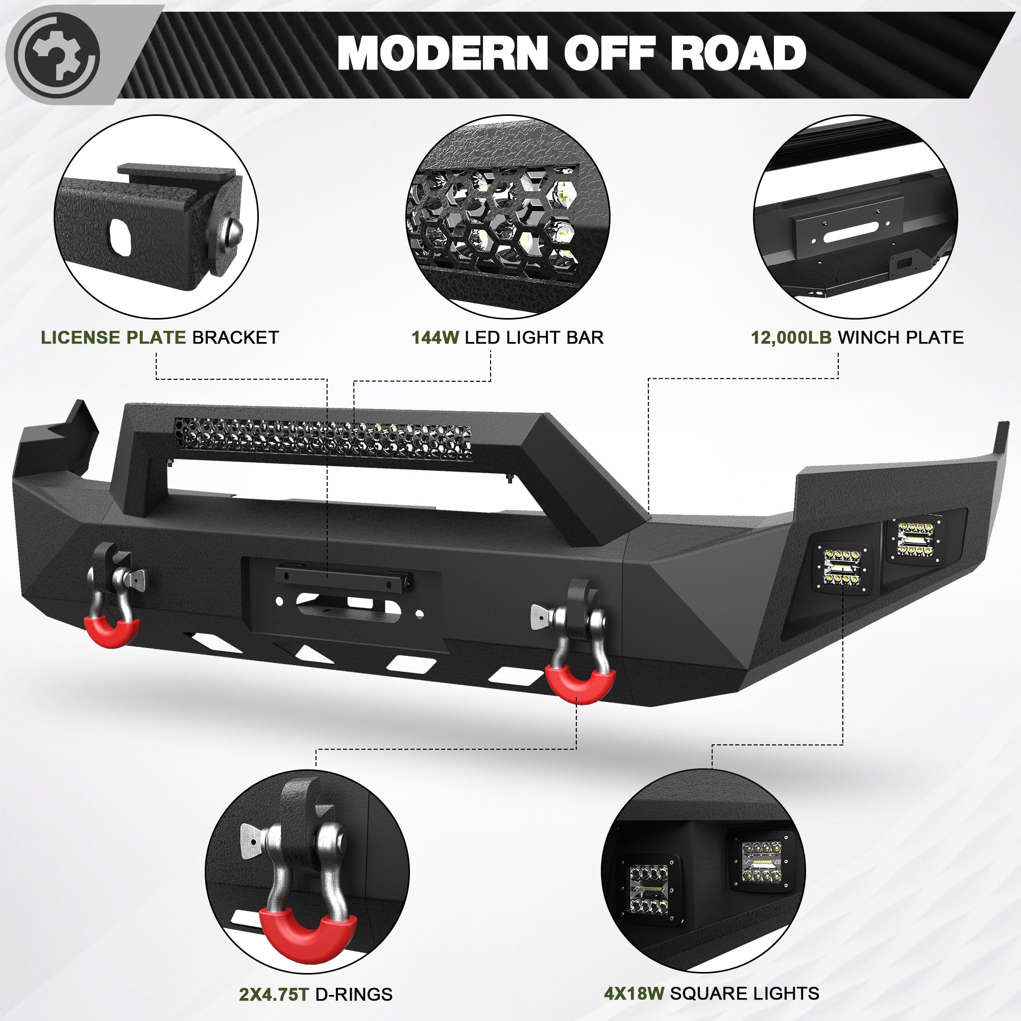 Ram 1500 Front Bumper for 2009 2010 2011 2012 Ram 1500 Pickup with Winch Plate - nadiaauto