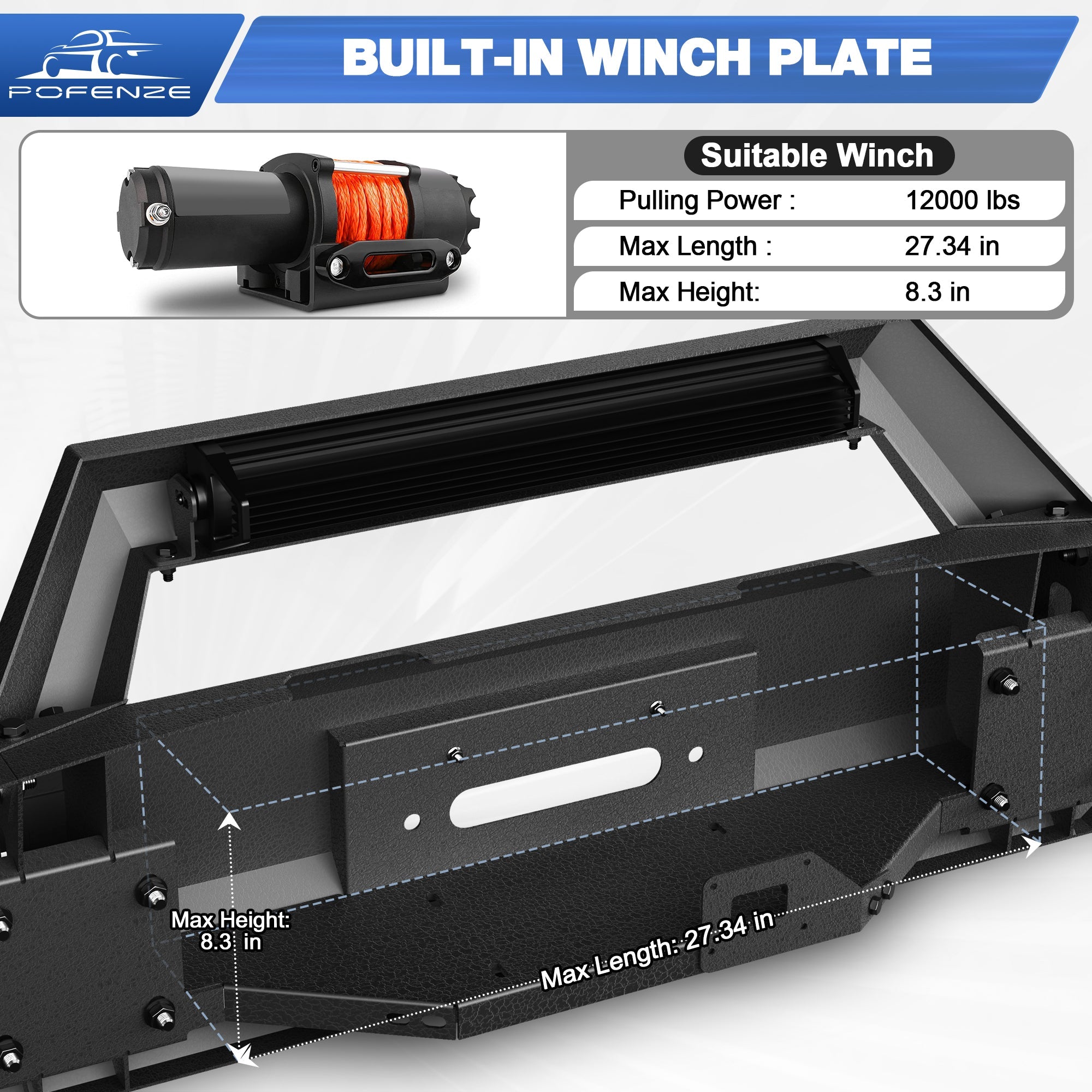 Ram 1500 Front Bumper for 2009 2010 2011 2012 Ram 1500 Pickup with Winch Plate - nadiaauto