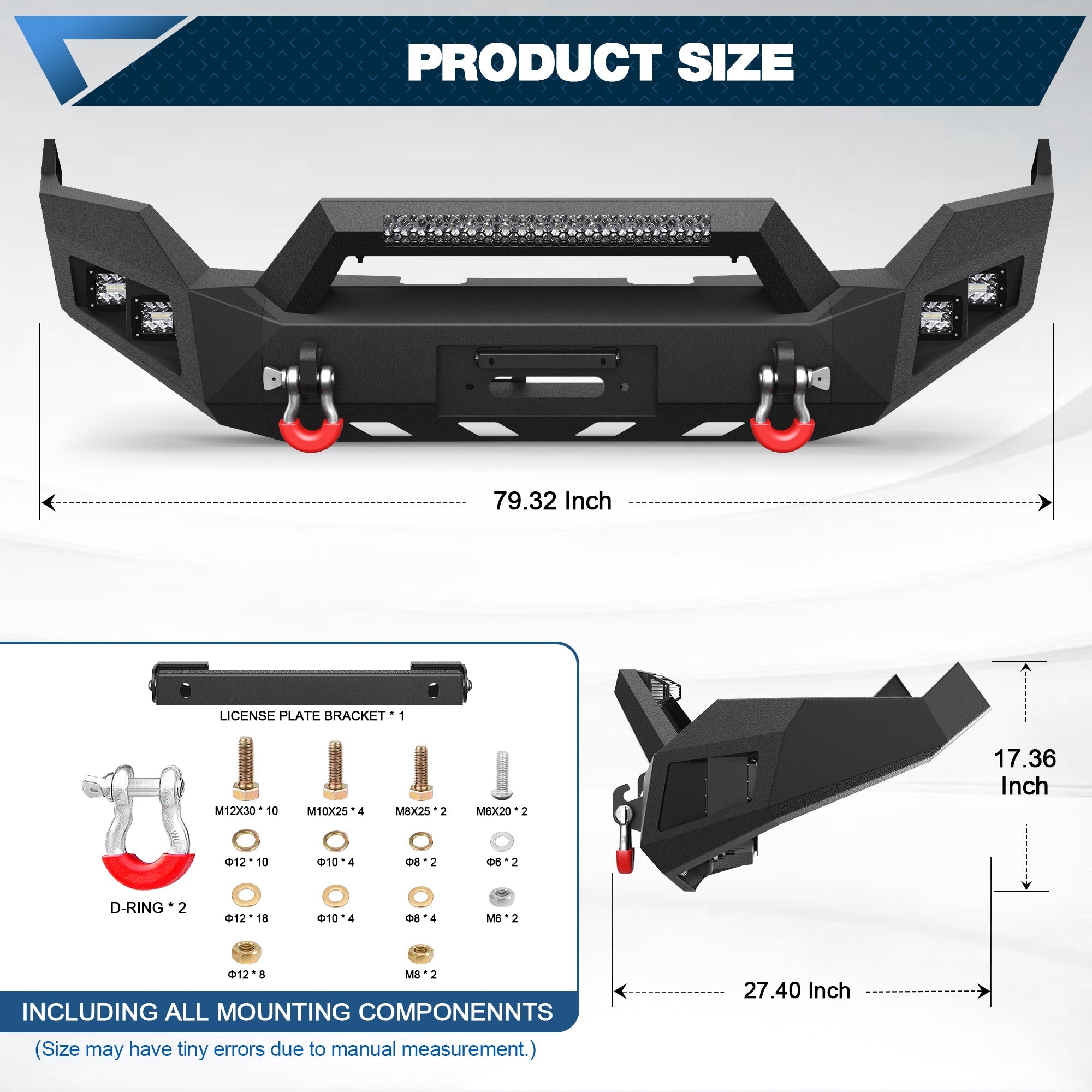 Ram 1500 Front Bumper for 2013 - 2018 Ram 1500 and 2019 - 2024 Ram 1500 Classic Pickup w/Winch Plate (Exclude Rebel) - nadiaauto