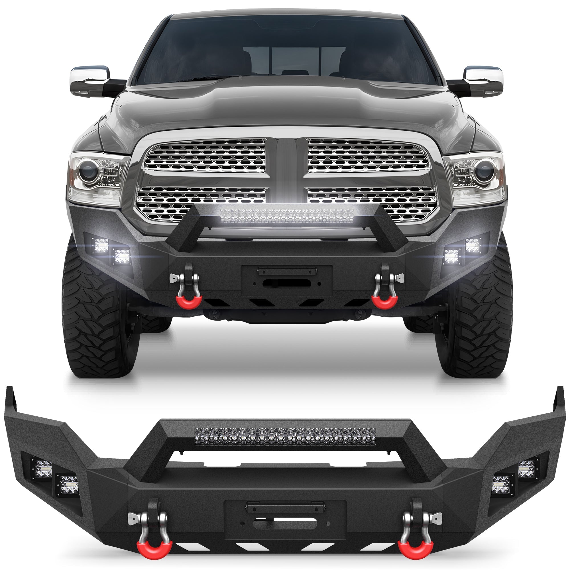Ram 1500 Front Bumper for 2013 - 2018 Ram 1500 and 2019 - 2024 Ram 1500 Classic Pickup w/Winch Plate (Exclude Rebel) - nadiaauto