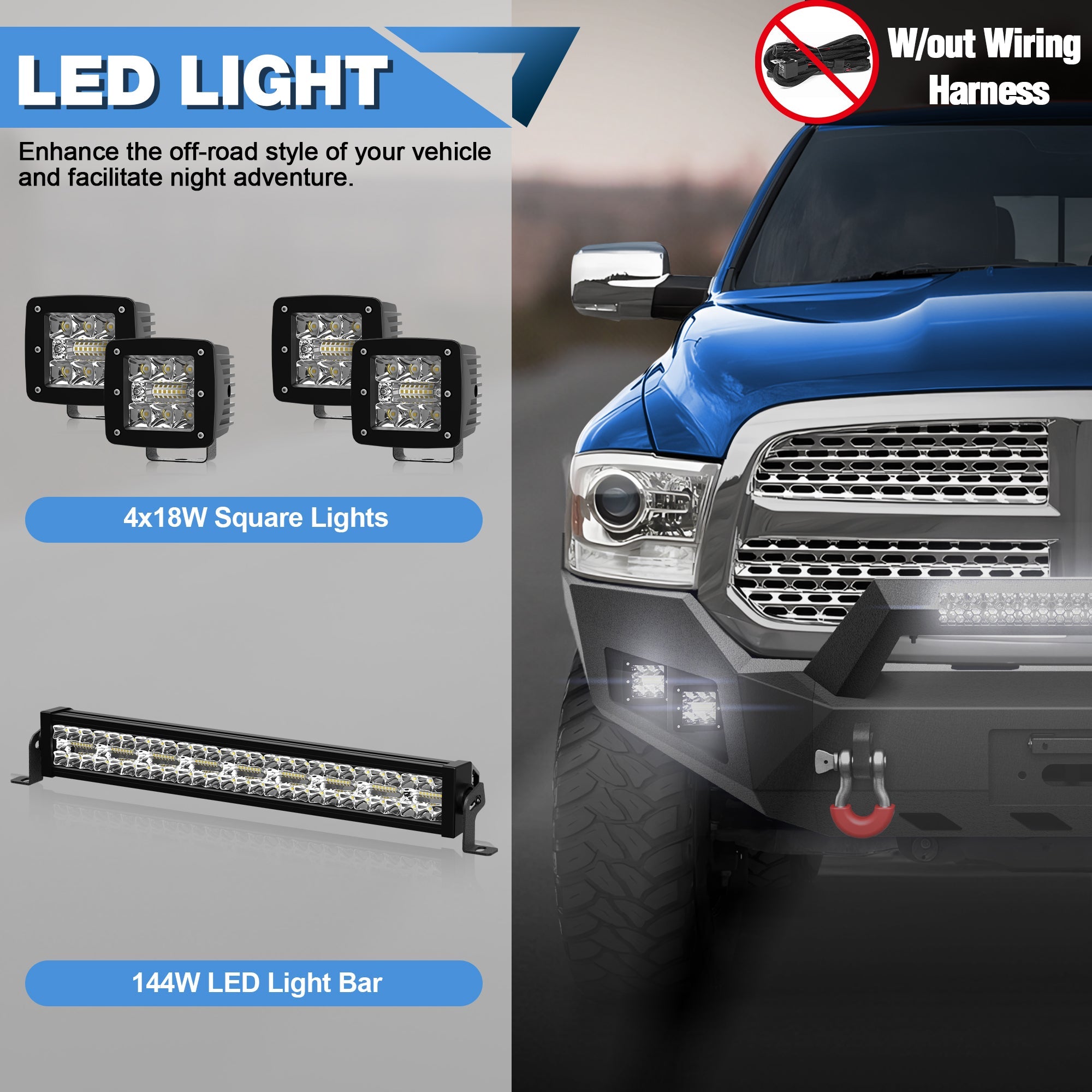 Ram 1500 Front Bumper for 2013 - 2018 Ram 1500 and 2019 - 2024 Ram 1500 Classic Pickup w/Winch Plate (Exclude Rebel) - nadiaauto
