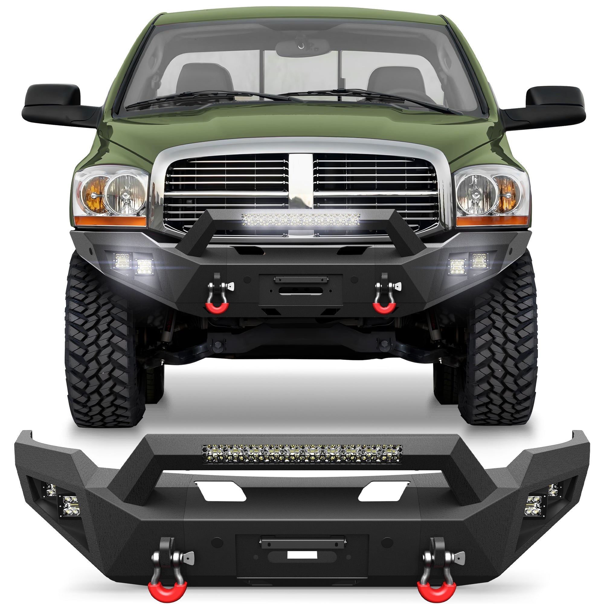 Ram 1500 Front Bumper w/Winch Plate for 2006 2007 2008 Ram 1500 (Excluding Mega Cab) - nadiaauto