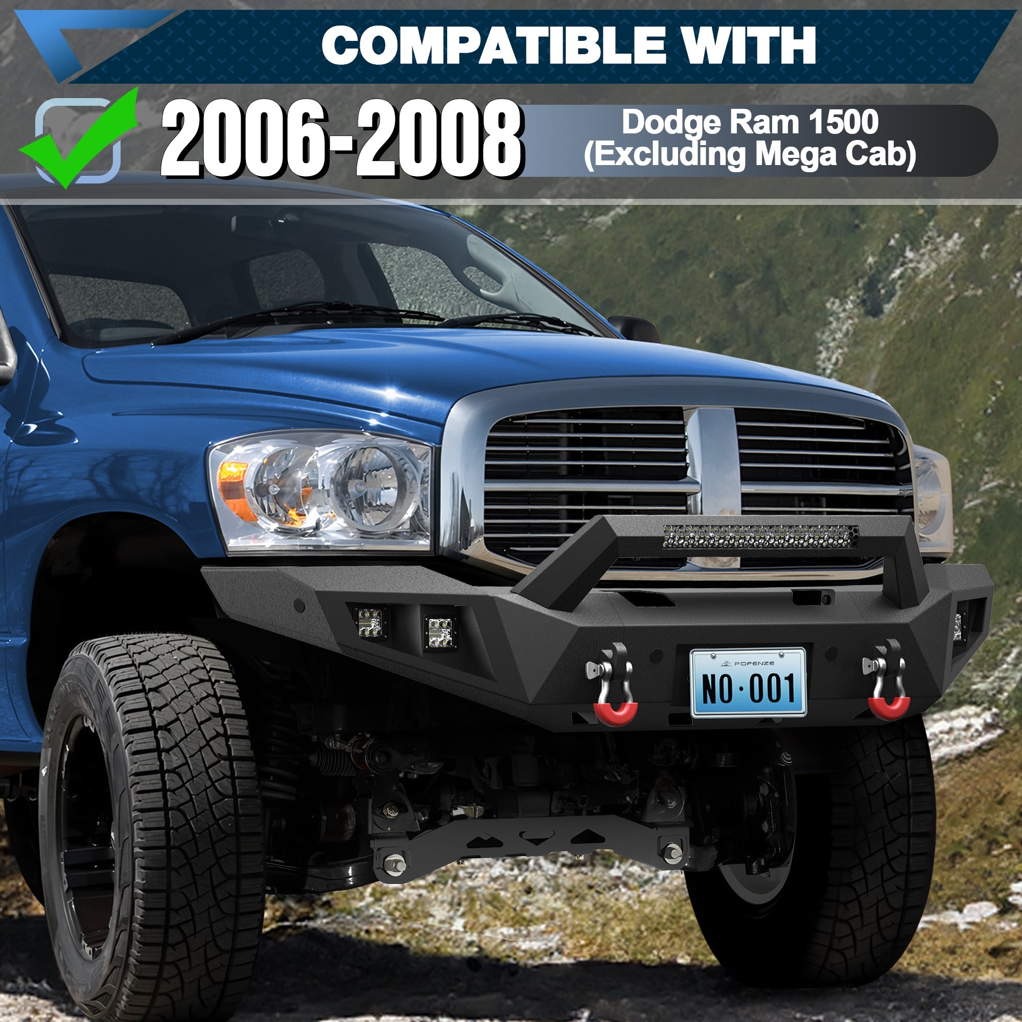 Ram 1500 Front Bumper w/Winch Plate for 2006 2007 2008 Ram 1500 (Excluding Mega Cab) - nadiaauto